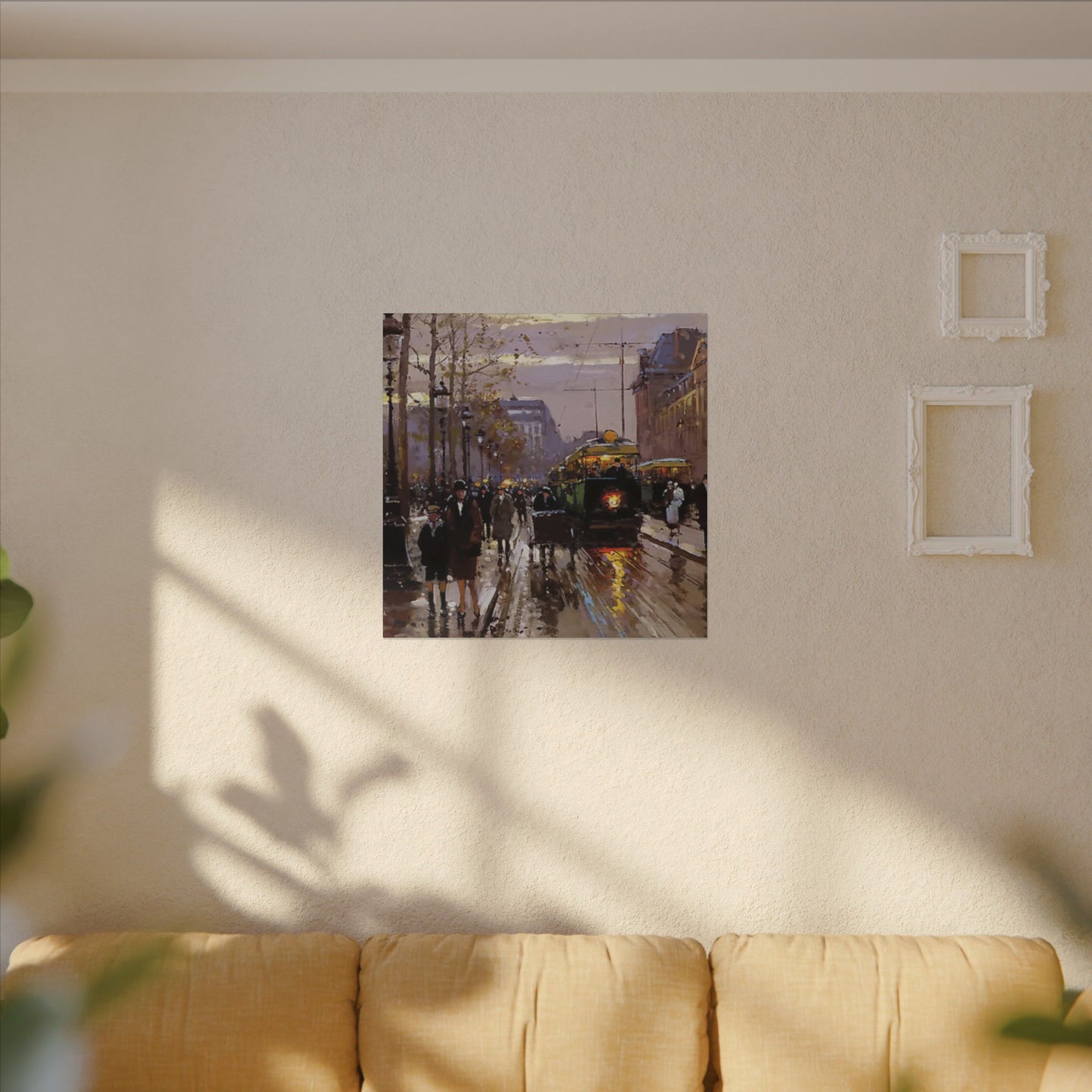 Canvas Print - Vintage Art of France Streetcar, French Artwork