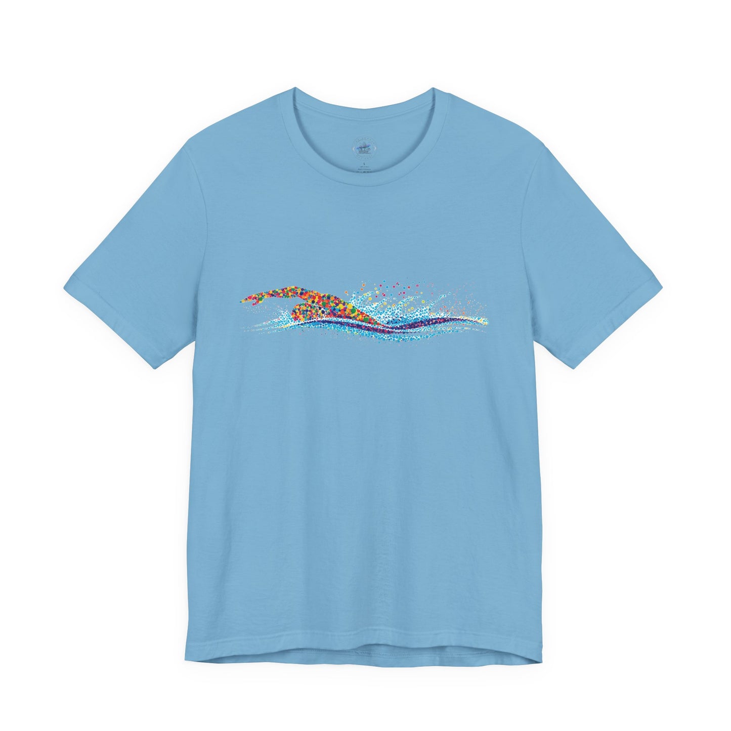 Colorful Day Dot Cool Wave Swimmer Graphic Unisex Tee, Casual Wear, Graphic T-Shirt, Beach Lover Shirt, Gift for Surfers