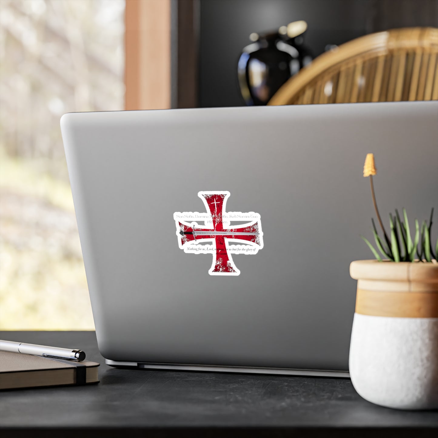 Nordik OutPost-Christian Knight Cross Kiss-Cut Vinyl Decal for Faithful Decor