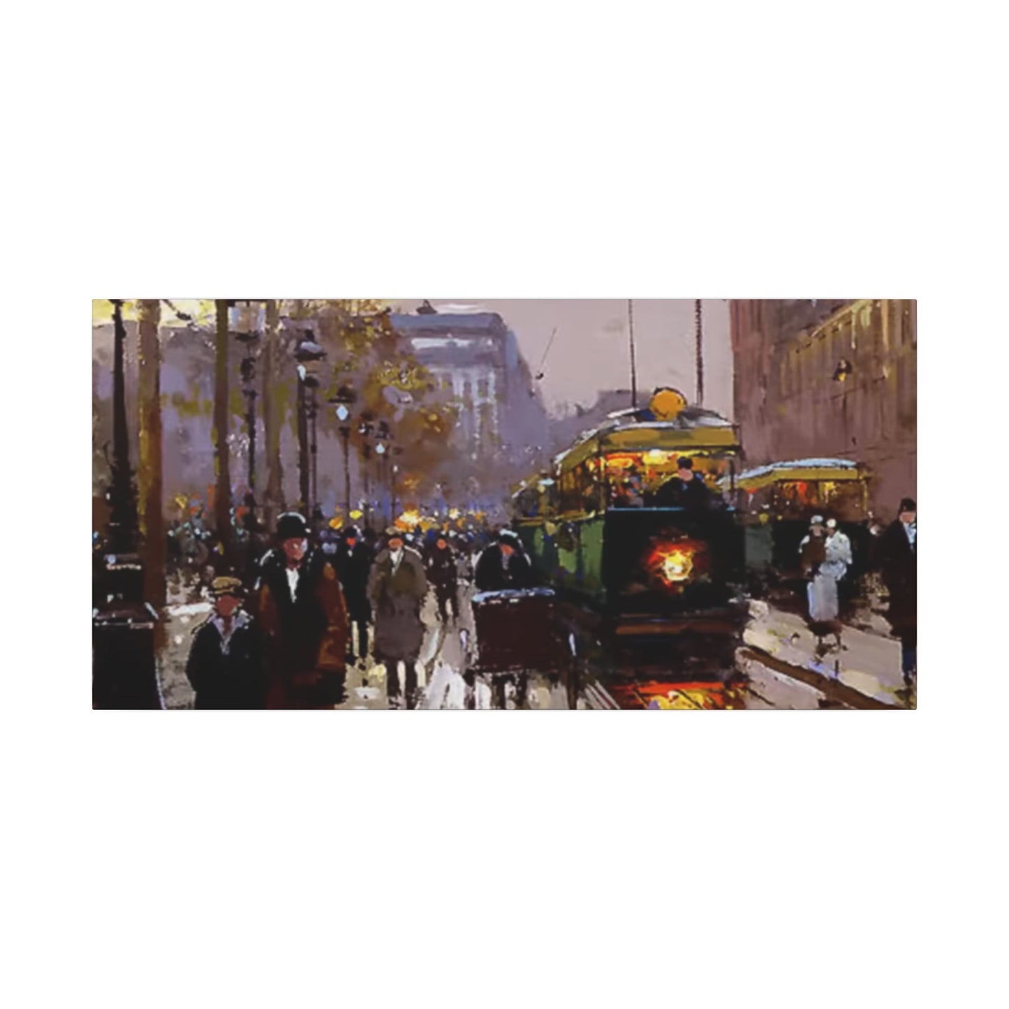 Canvas Print - Vintage Art of France Streetcar, French Artwork