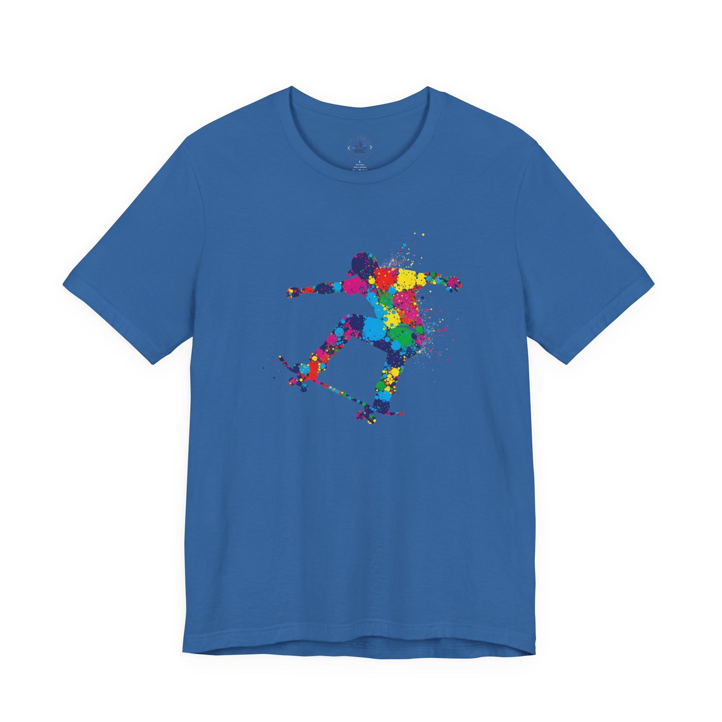 Day Dot Style Colorful Skateboarder Tee, Unisex Skate Shirt, Gift for Skaters, Summer T-Shirt, Streetwear Apparel, Cool Graphic Tee