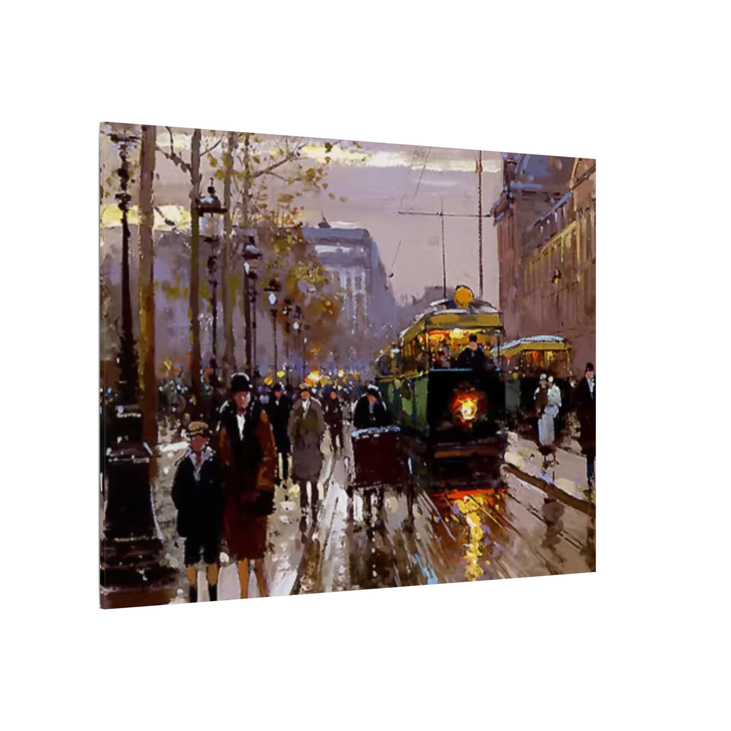 Canvas Print - Vintage Art of France Streetcar, French Artwork