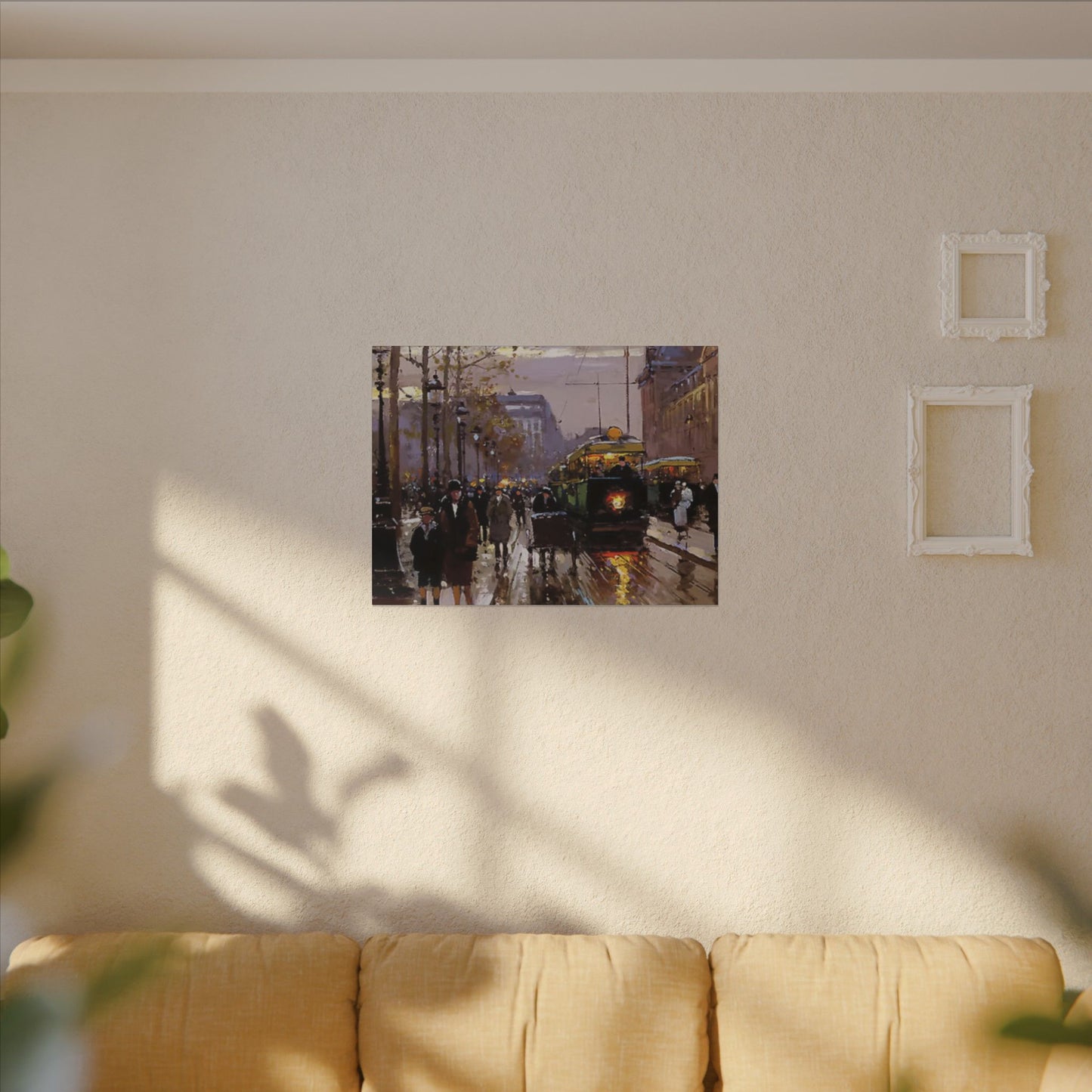 Canvas Print - Vintage Art of France Streetcar, French Artwork