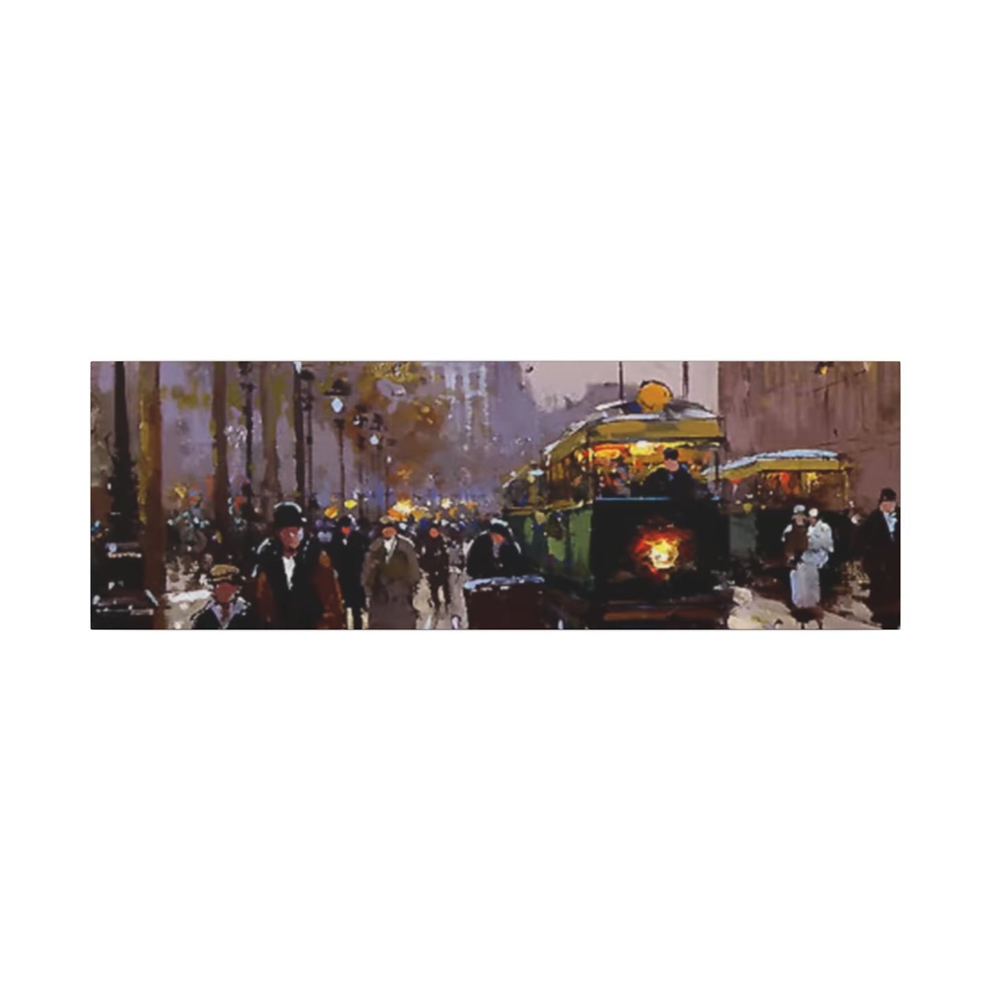 Canvas Print - Vintage Art of France Streetcar, French Artwork