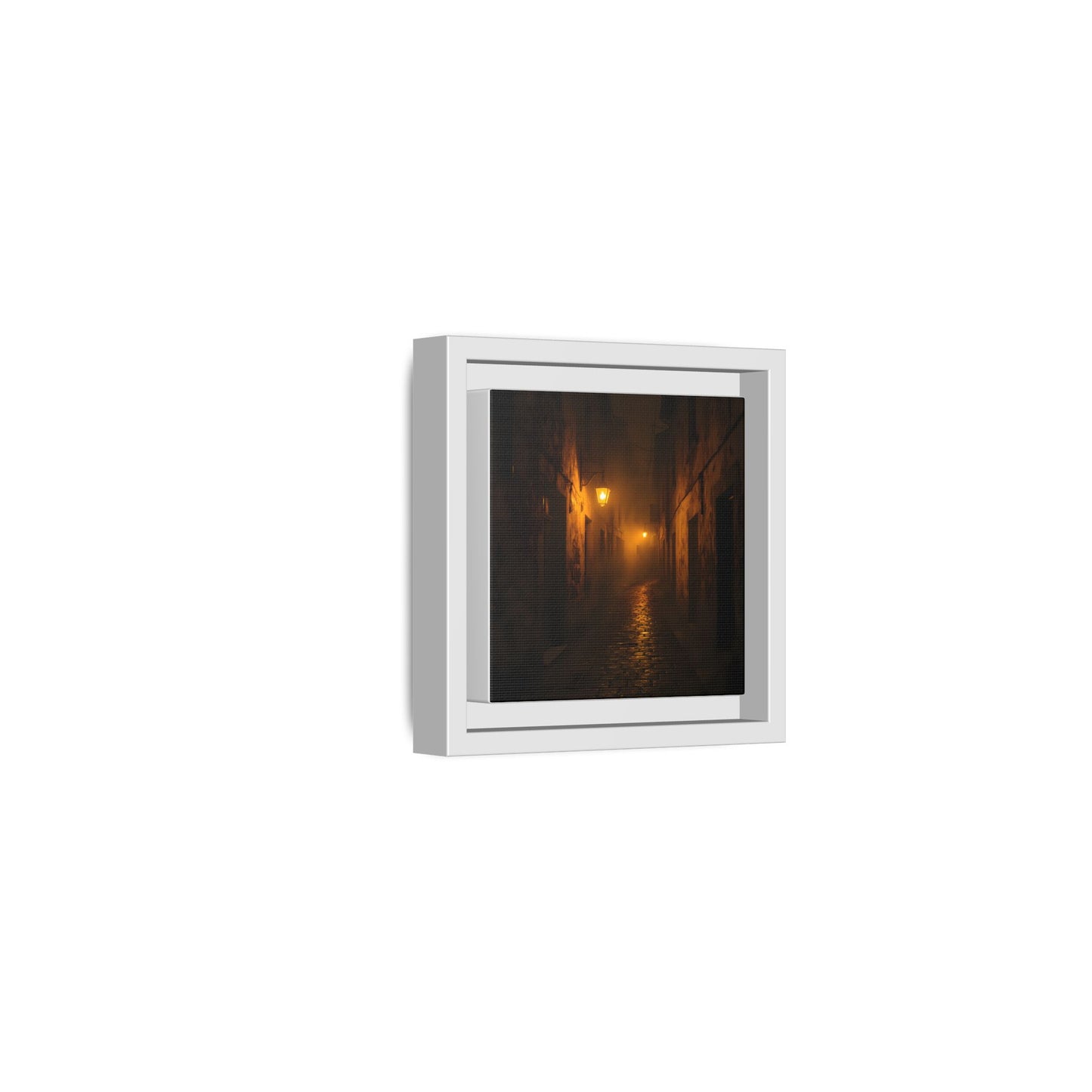 Framed Canvas Art, Foggy Street, Moody Wall Decor, Cozy Home Aesthetic, Gift for Art Lovers, Nighttime Atmosphere