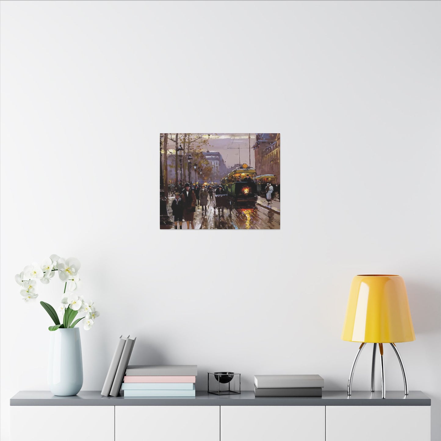 Canvas Print - Vintage Art of France Streetcar, French Artwork