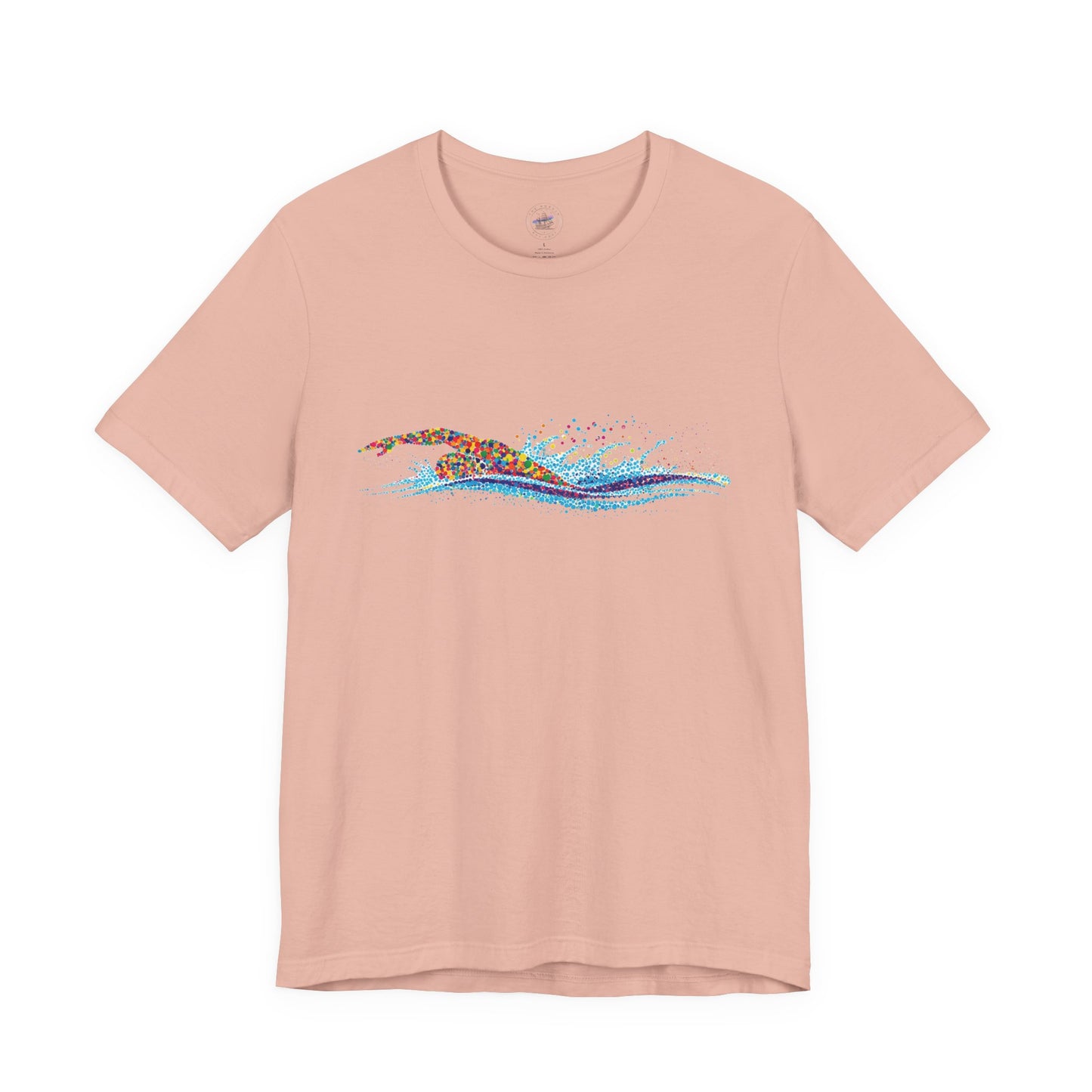 Colorful Day Dot Cool Wave Swimmer Graphic Unisex Tee, Casual Wear, Graphic T-Shirt, Beach Lover Shirt, Gift for Surfers