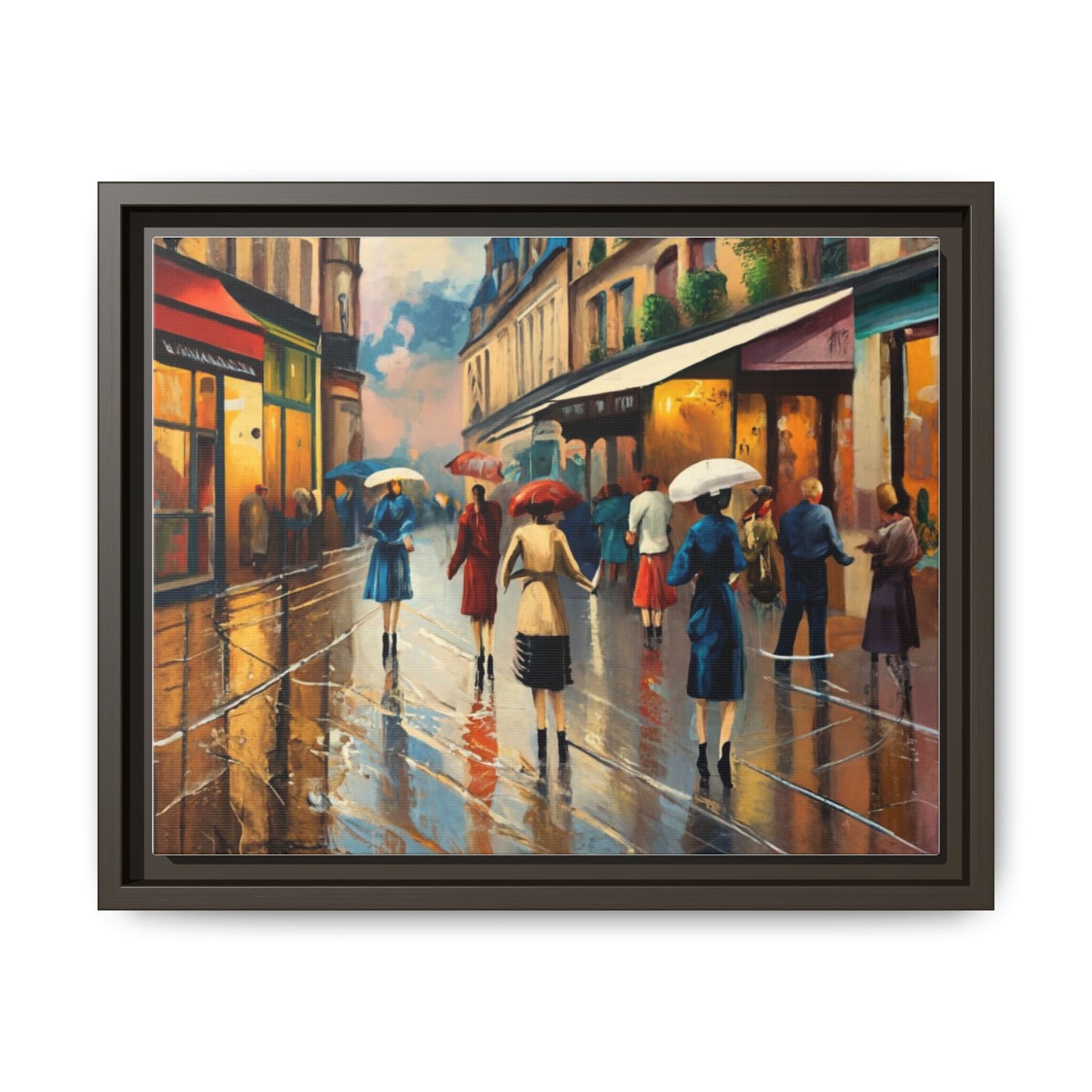 Framed Canvas-Cityscape French Ladies Shopping