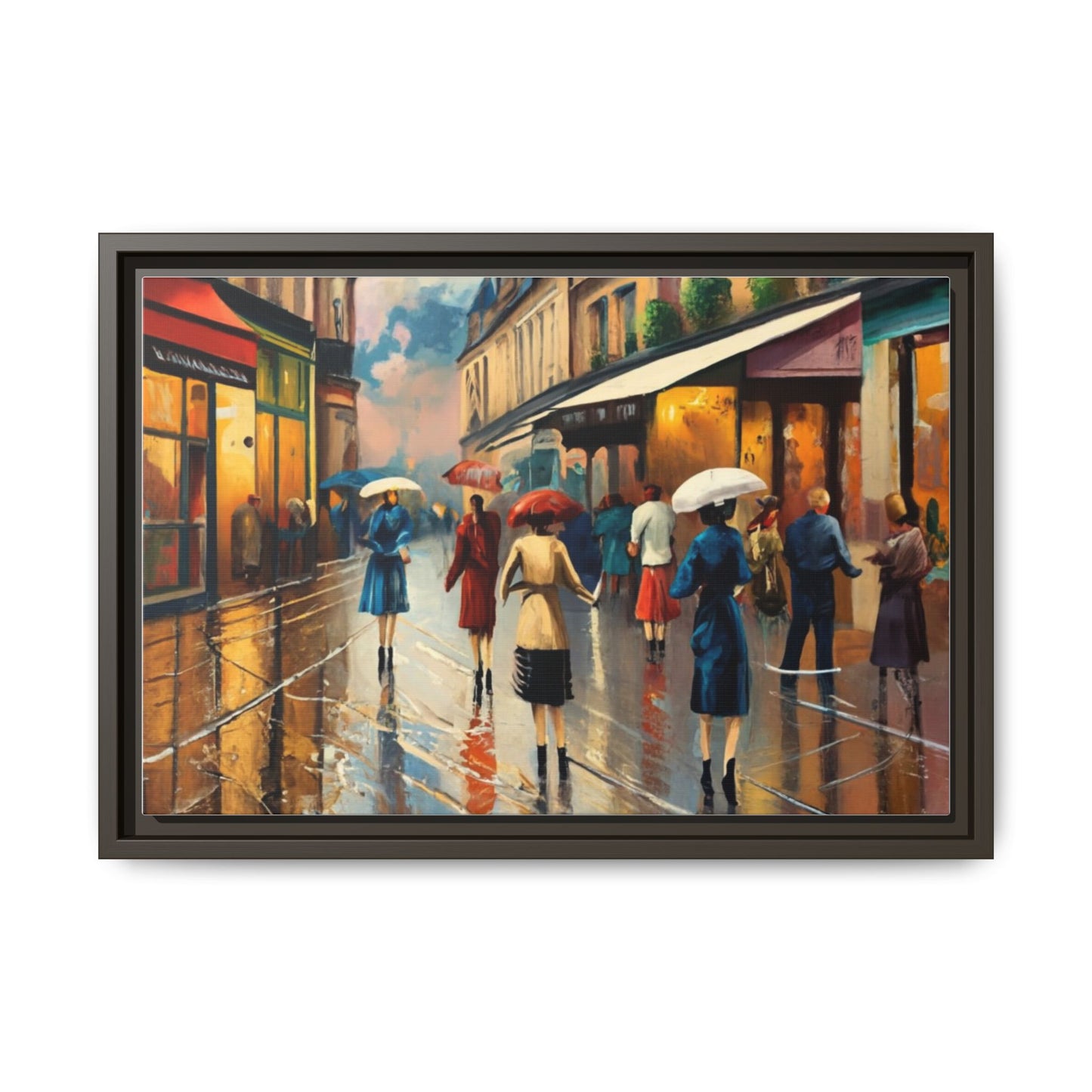 Framed Canvas-Cityscape French Ladies Shopping