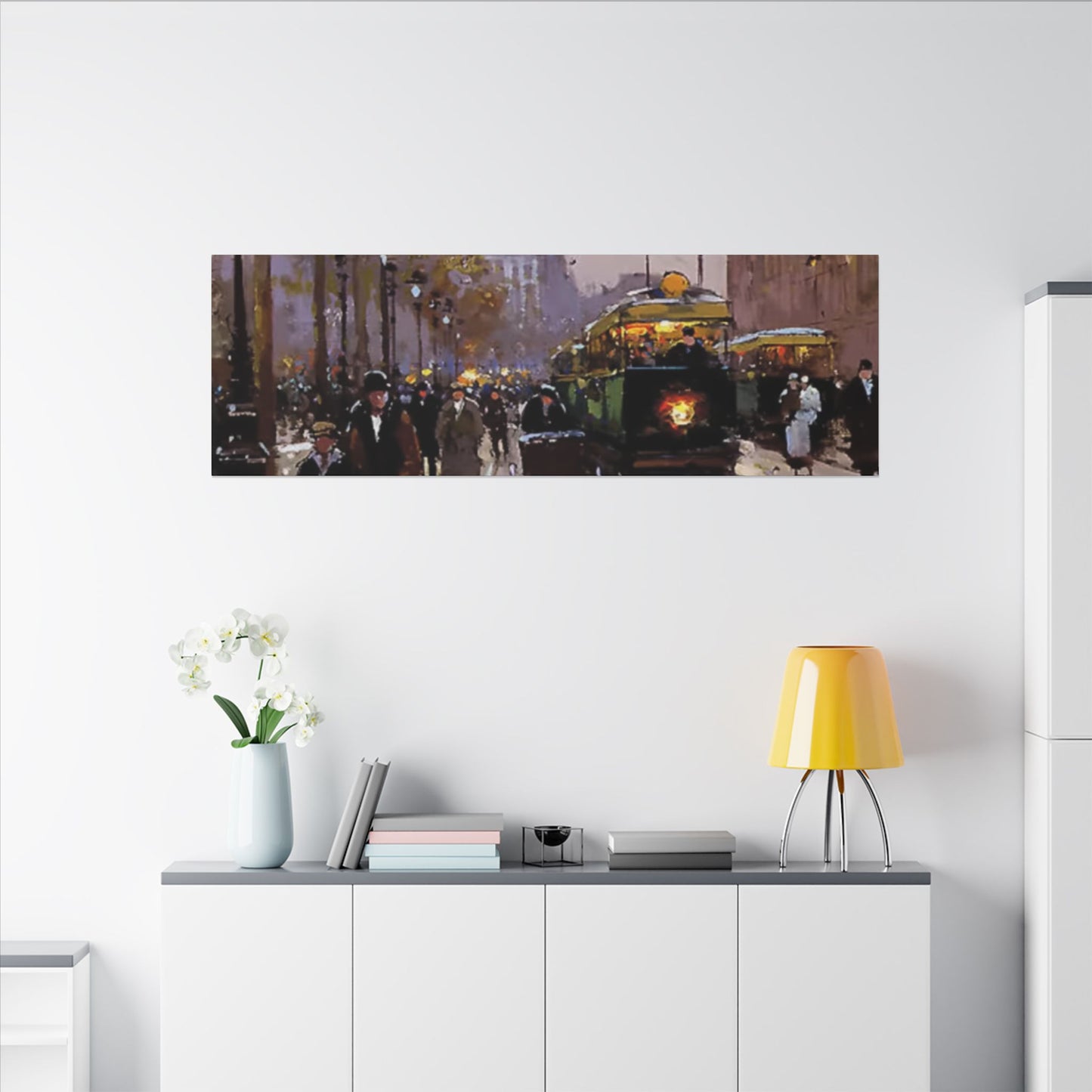 Canvas Print - Vintage Art of France Streetcar, French Artwork