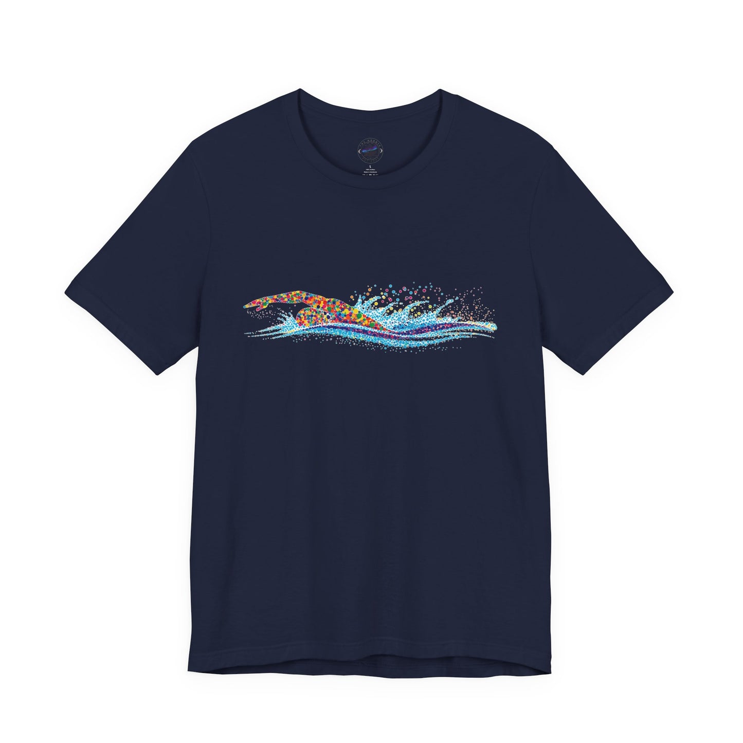 Colorful Day Dot Cool Wave Swimmer Graphic Unisex Tee, Casual Wear, Graphic T-Shirt, Beach Lover Shirt, Gift for Surfers