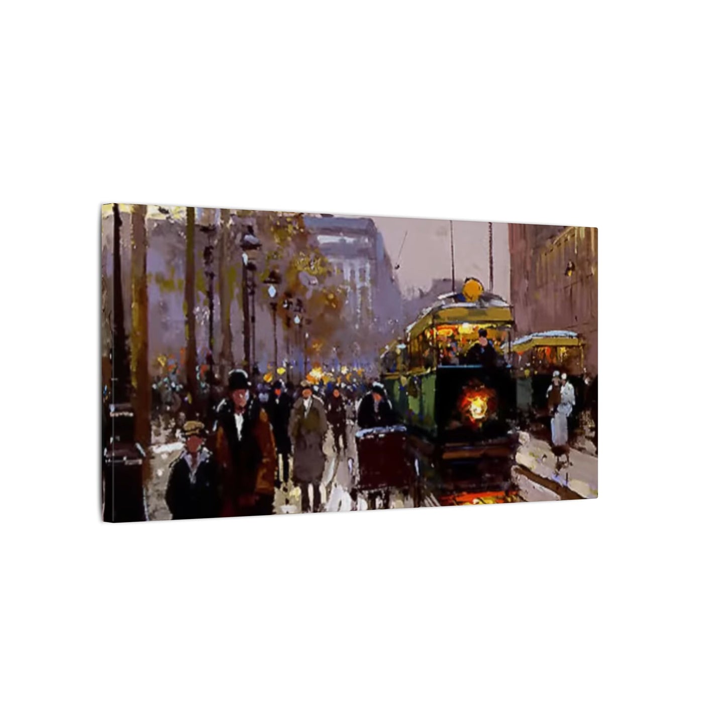 Canvas Print - Vintage Art of France Streetcar, French Artwork