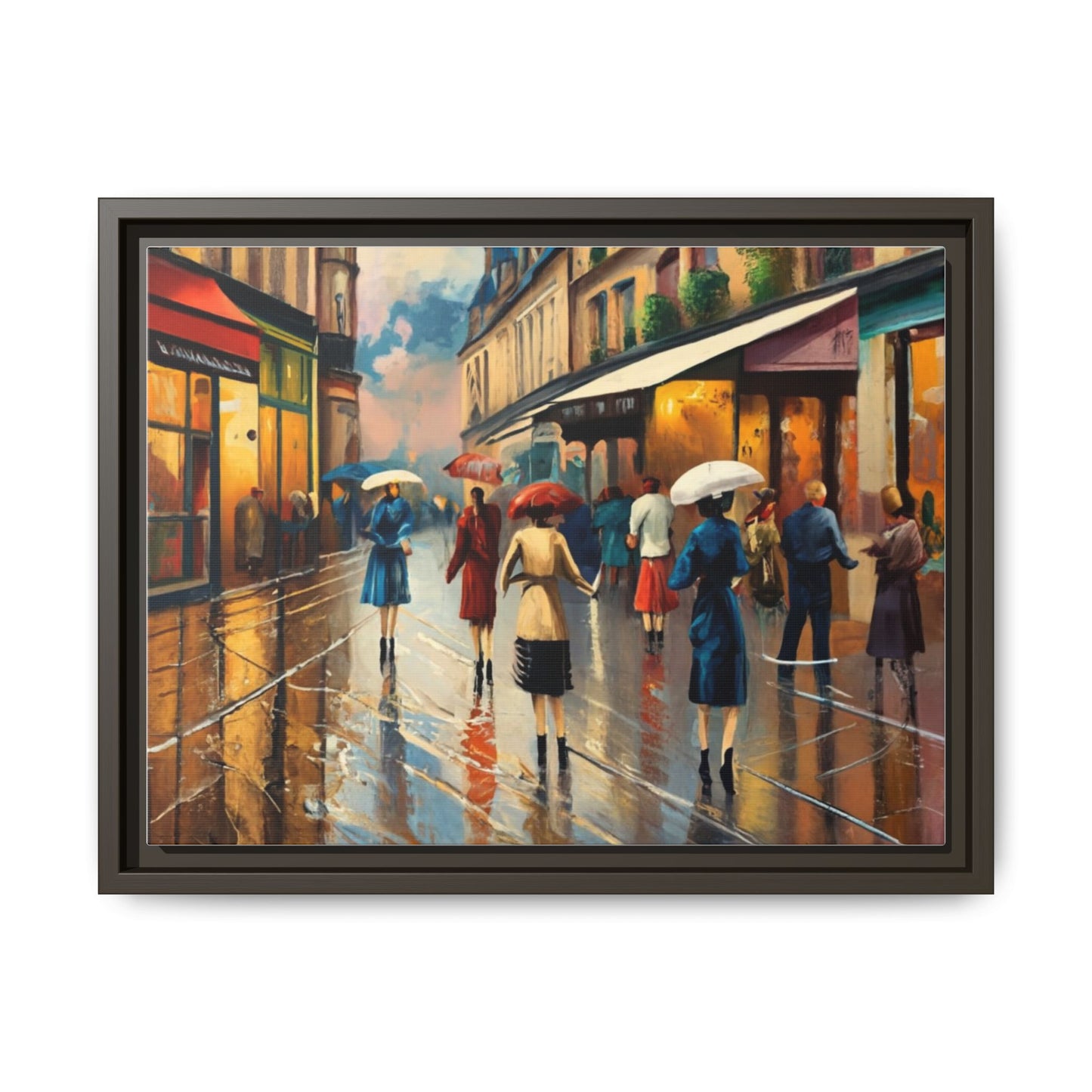 Framed Canvas-Cityscape French Ladies Shopping