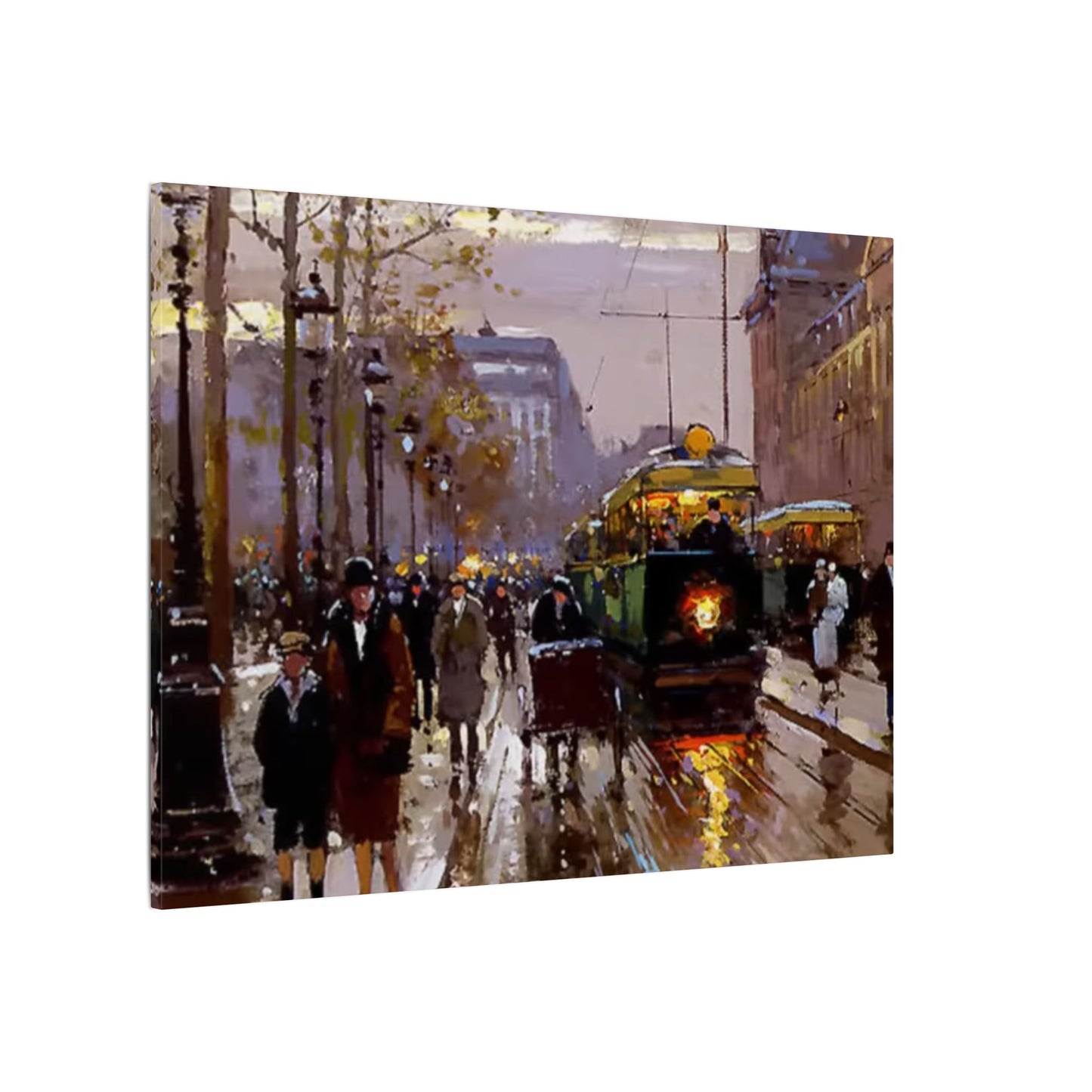 Canvas Print - Vintage Art of France Streetcar, French Artwork