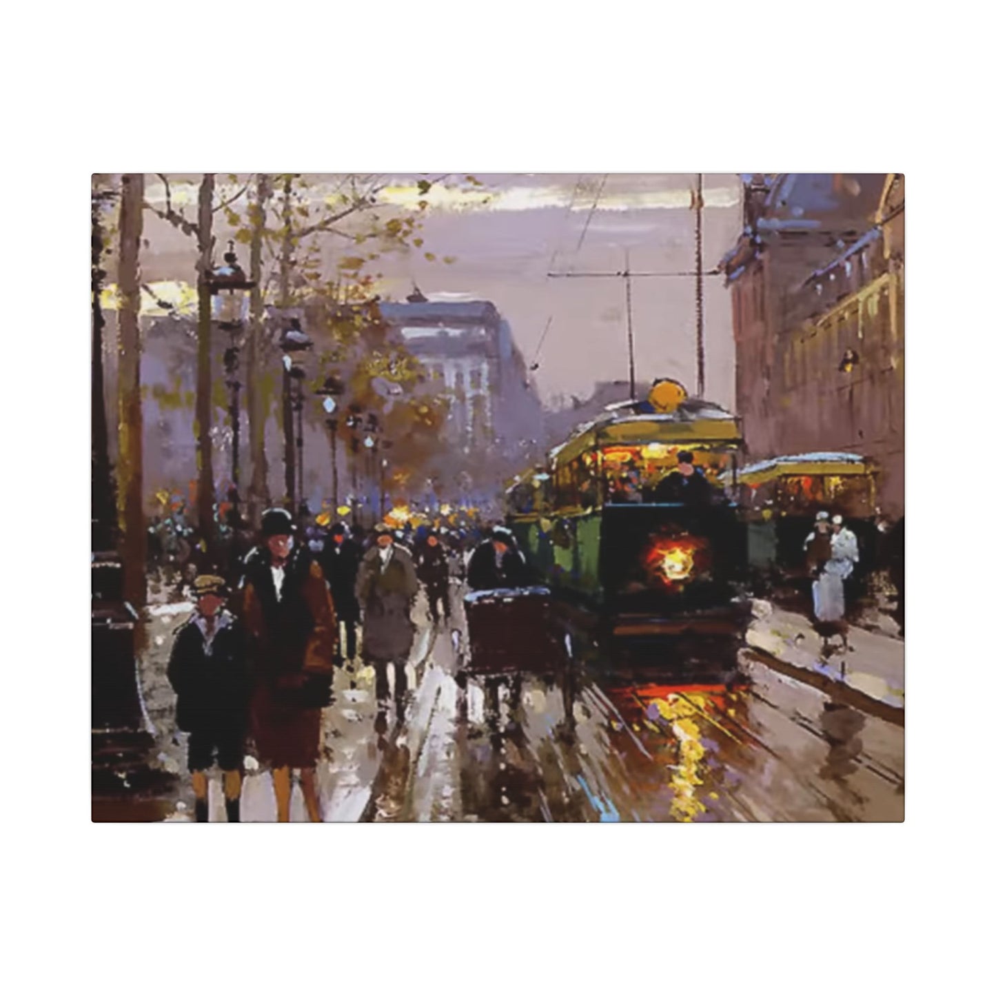 Canvas Print - Vintage Art of France Streetcar, French Artwork