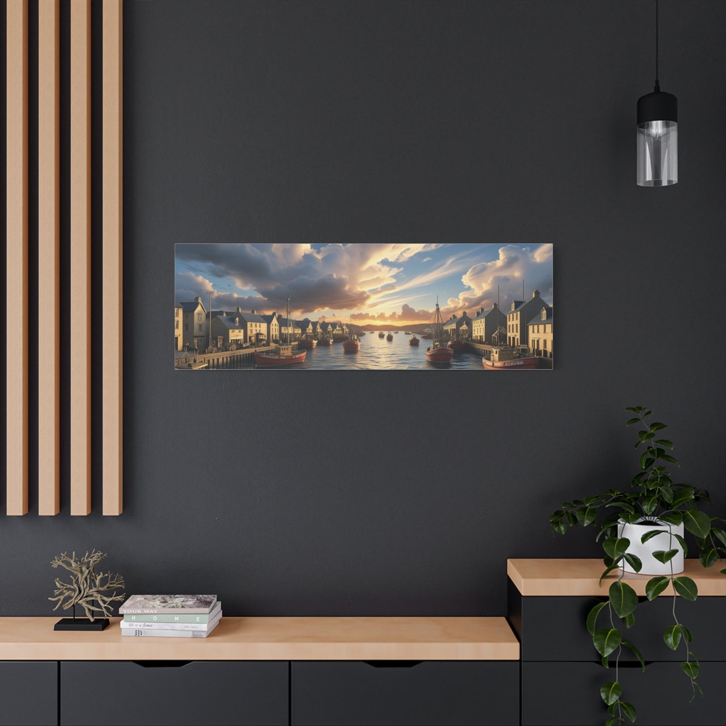 Serene Harbor Canvas Print, Nautical Wall Art, Coastal Home Decor, Sunset Artwork, Gift for Beach Lovers, Scenic Artwork