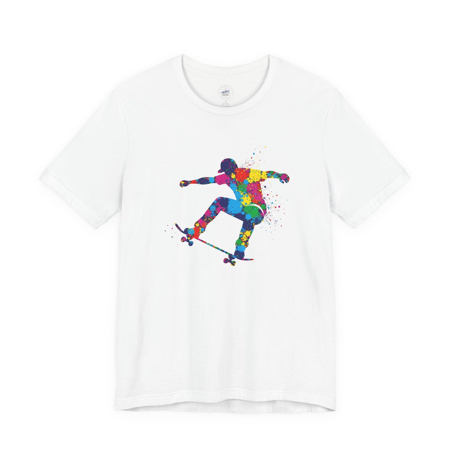 Day Dot Style Colorful Skateboarder Tee, Unisex Skate Shirt, Gift for Skaters, Summer T-Shirt, Streetwear Apparel, Cool Graphic Tee