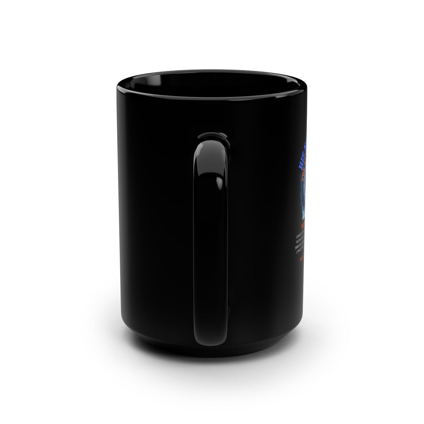 The Alpha Omega 15oz Black Mug is perfect for coffee lovers
