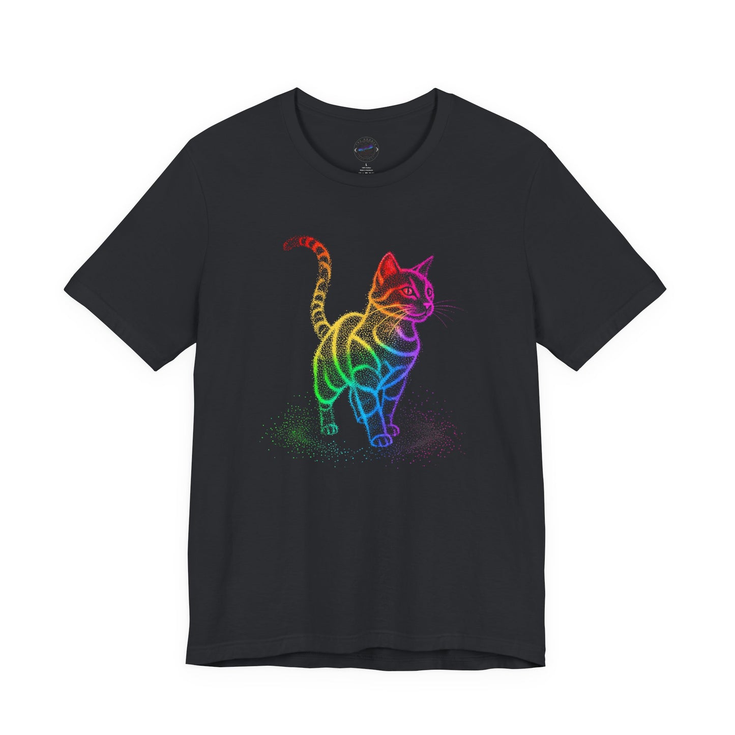 Day Dot Style, Rainbow Cat Unisex Jersey Tee, Colorful Cat Shirt, Gift for Cat Lovers, Cute Pet Apparel, Cat-Themed Fashion, Animal Lover Tee