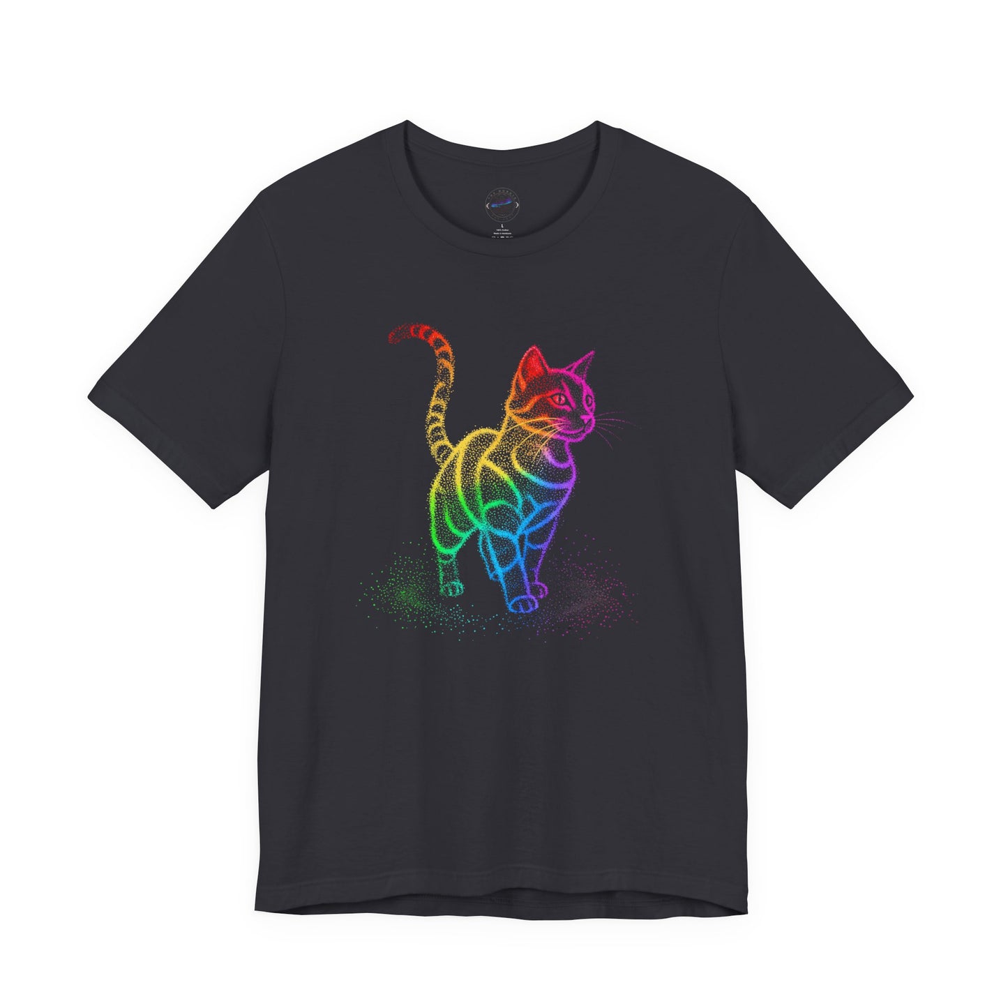 Day Dot Style, Rainbow Cat Unisex Jersey Tee, Colorful Cat Shirt, Gift for Cat Lovers, Cute Pet Apparel, Cat-Themed Fashion, Animal Lover Tee