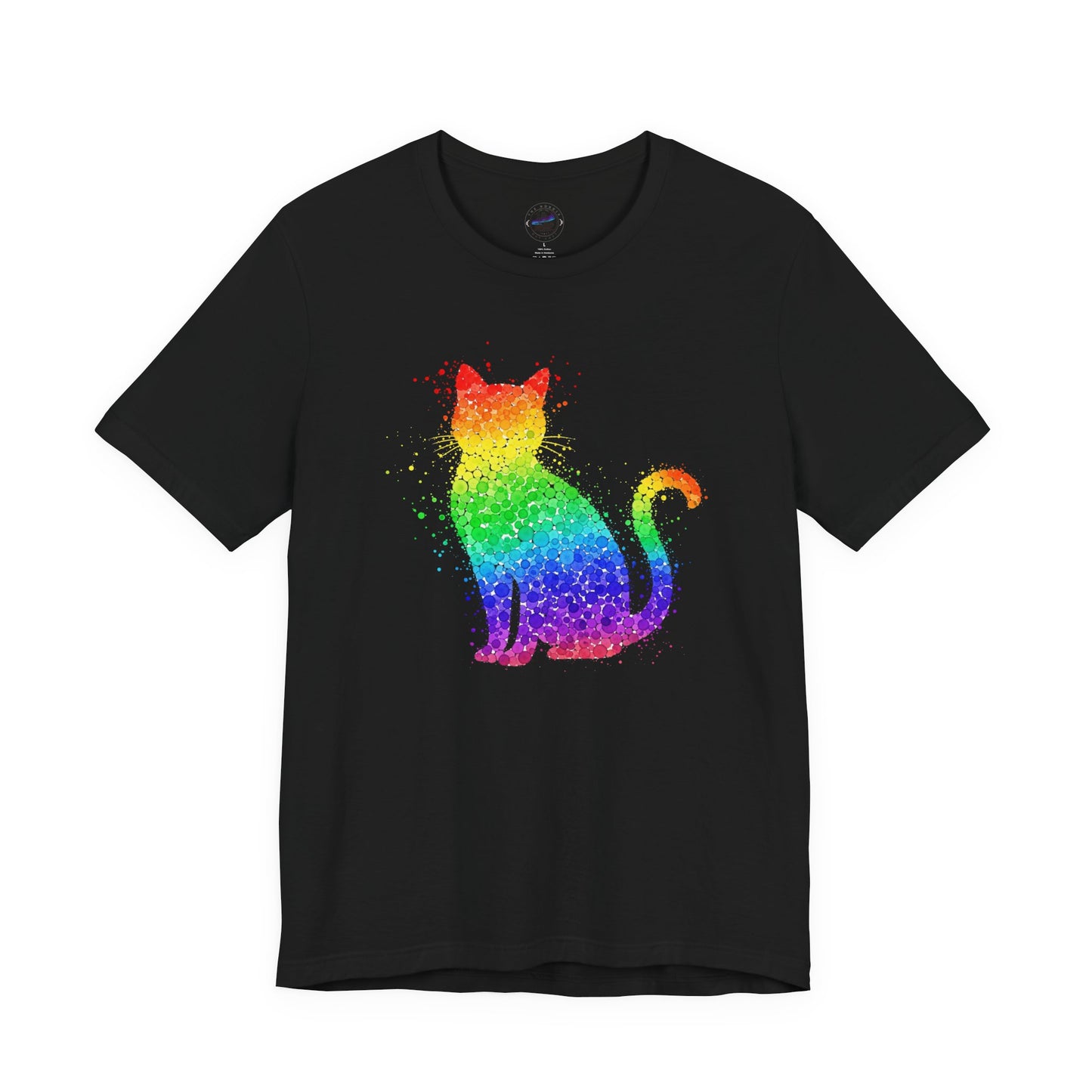 Day Dot Design, Colorful Cat Art Unisex Tee, Rainbow Cat T-Shirt, Pet Lover Gift, Cat Owner Apparel, Cute Cat Shirt, LGBT Pride Fashion