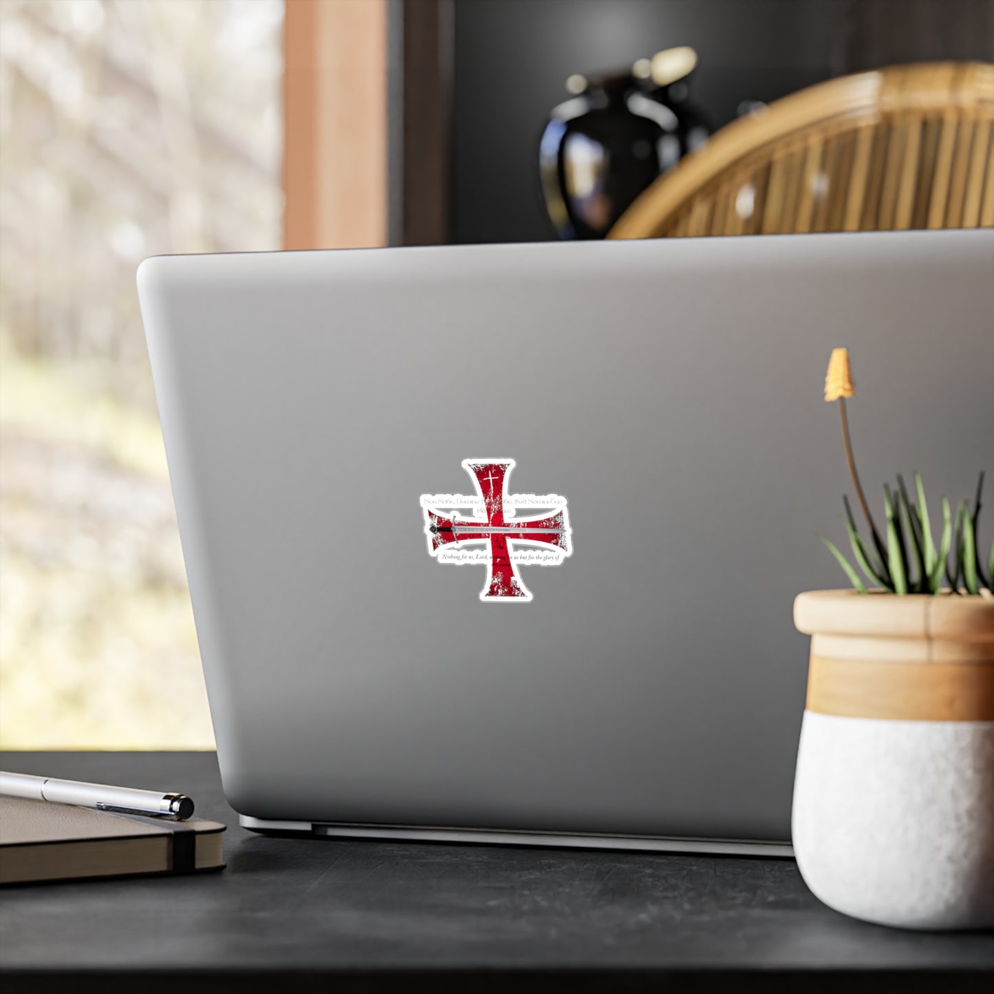 Nordik OutPost-Christian Knight Cross Kiss-Cut Vinyl Decal for Faithful Decor