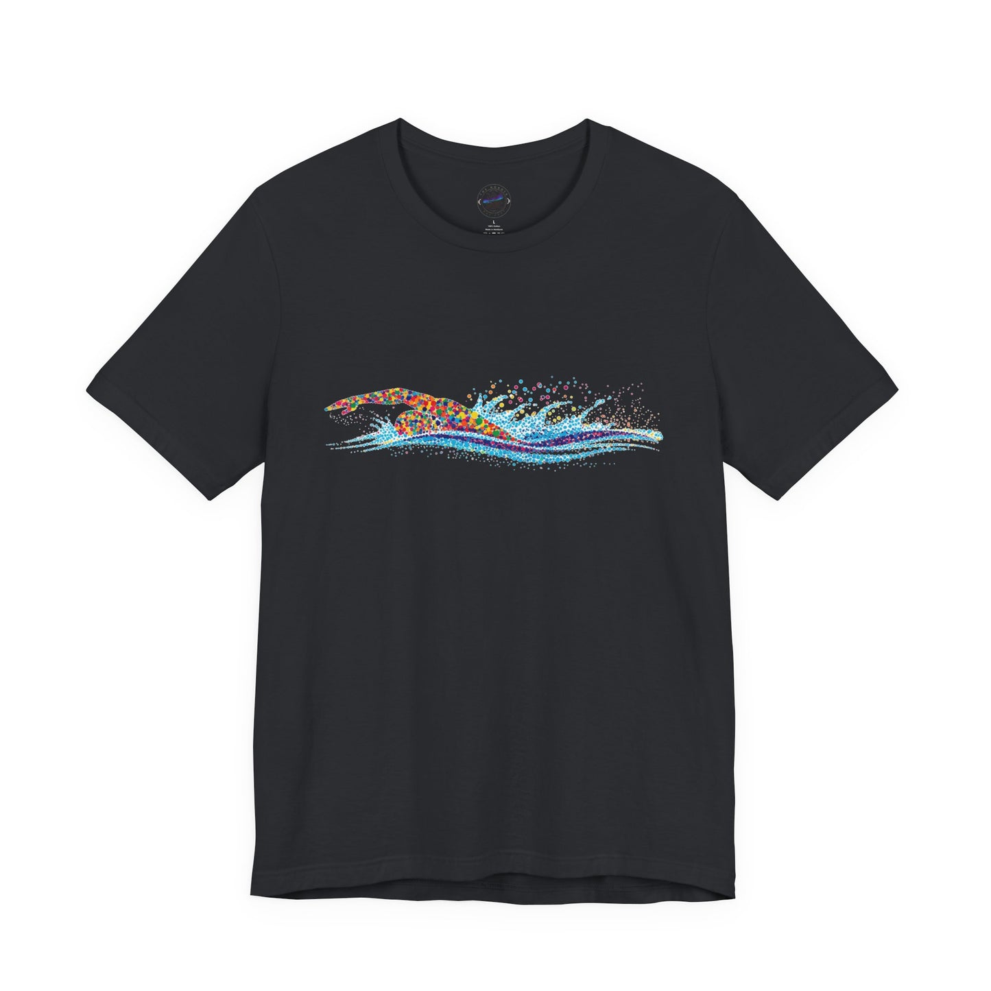 Colorful Day Dot Cool Wave Swimmer Graphic Unisex Tee, Casual Wear, Graphic T-Shirt, Beach Lover Shirt, Gift for Surfers