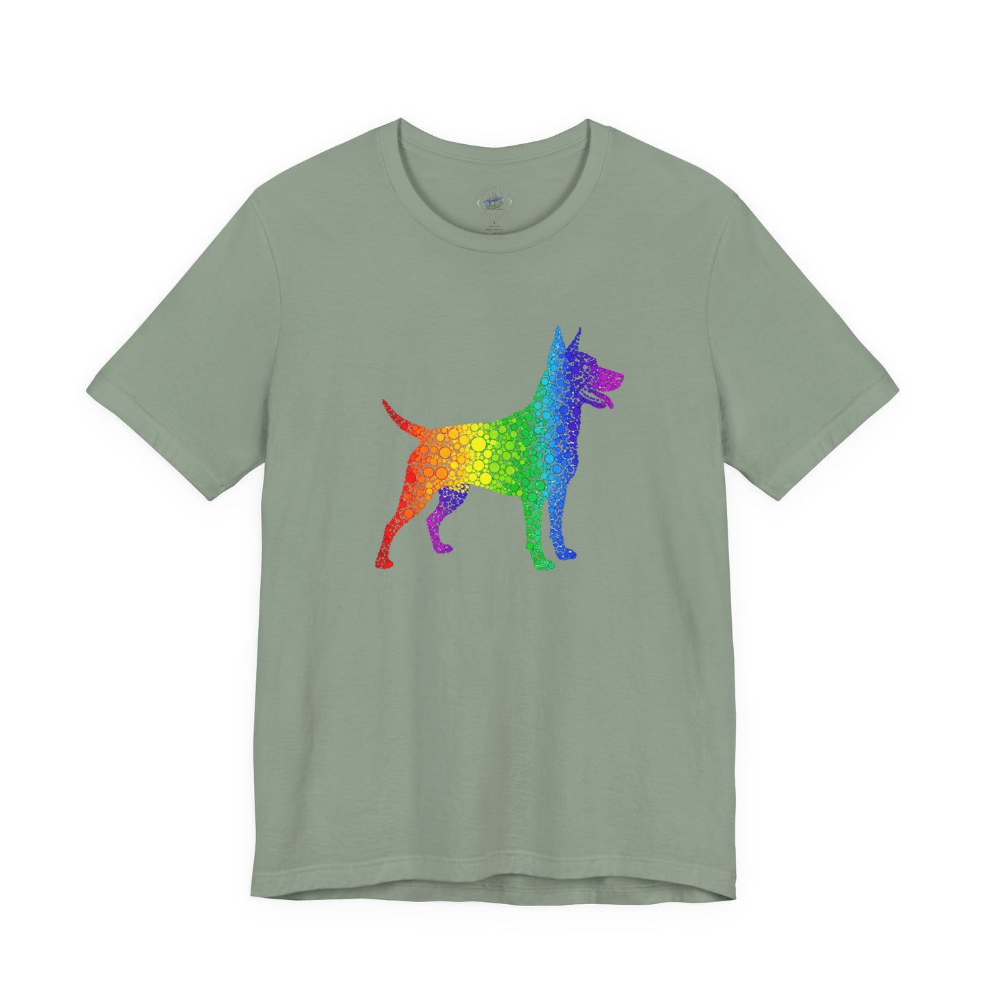 Day Dot Style, Rainbow Dog Graphic Tee, Pride Shirt, Unisex Short Sleeve, Pet Lovers Gift, Casual Wear, Dog Mom Apparel, LGBTQ+ T-Shirt
