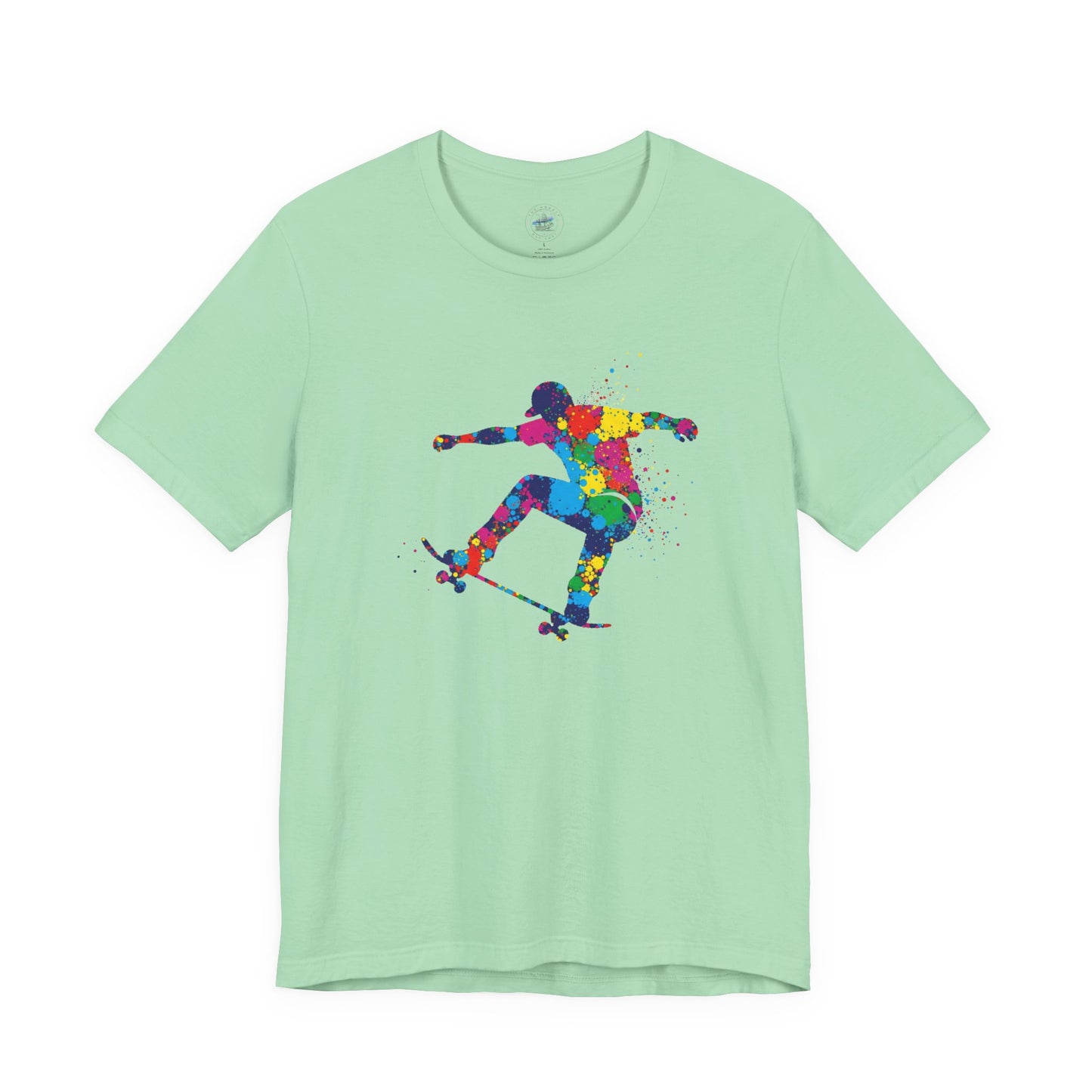 Day Dot Style Colorful Skateboarder Tee, Unisex Skate Shirt, Gift for Skaters, Summer T-Shirt, Streetwear Apparel, Cool Graphic Tee