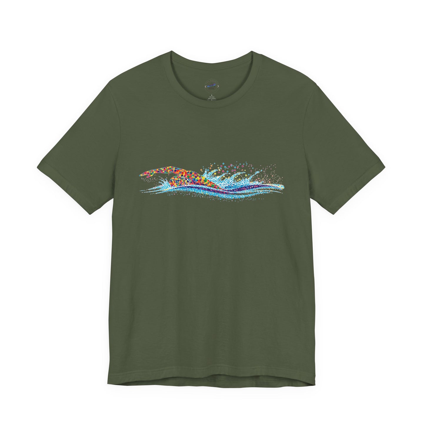 Colorful Day Dot Cool Wave Swimmer Graphic Unisex Tee, Casual Wear, Graphic T-Shirt, Beach Lover Shirt, Gift for Surfers