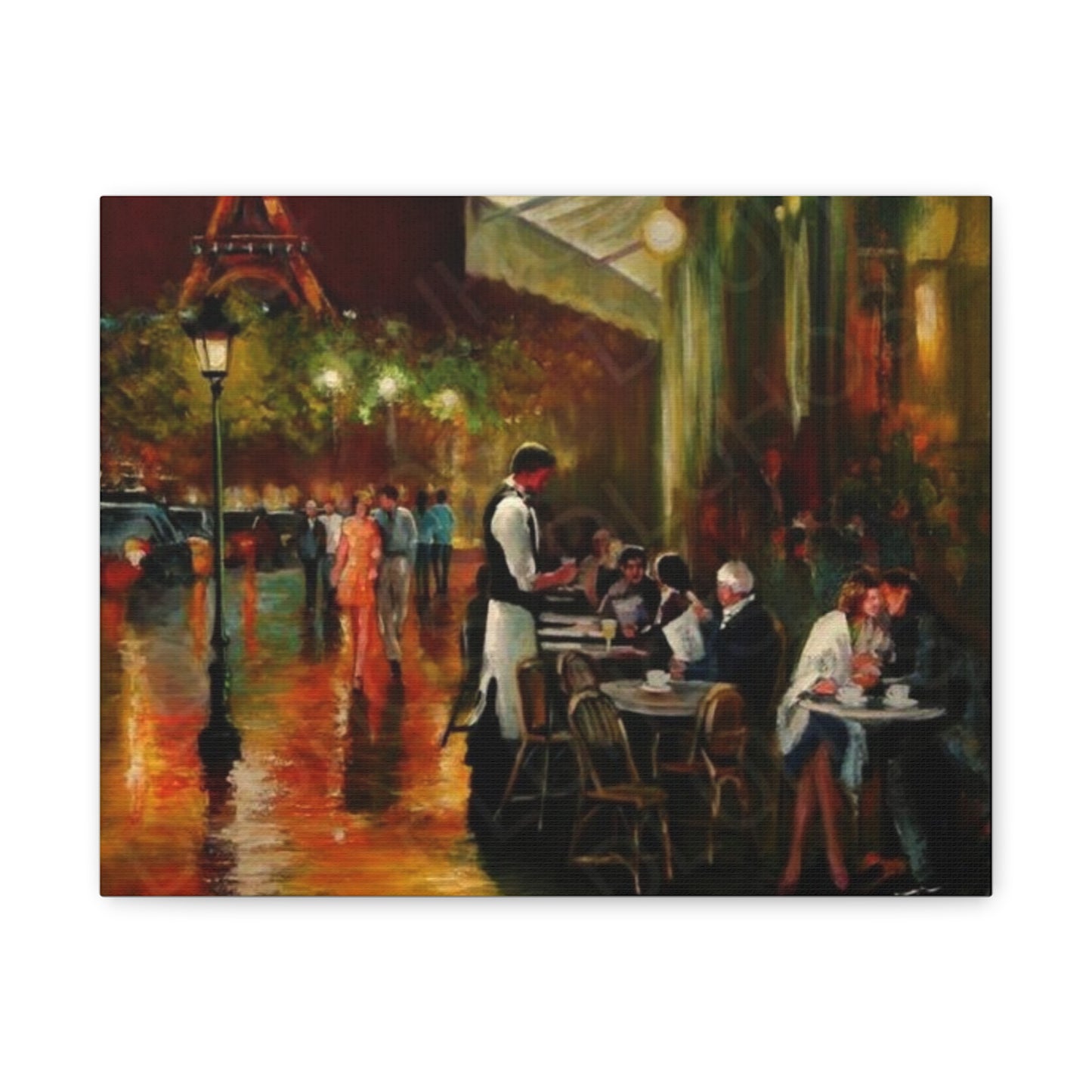 Canvas Wall Art - Charming French Street side Cafe Dining