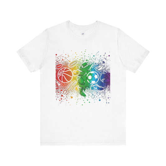 Day Dot Style Colorful Mixed Sports Graphic Tee, Unisex Athletic T-Shirt, Game Day Apparel, Gift for Sports Lovers, Fun Exercise Shirt