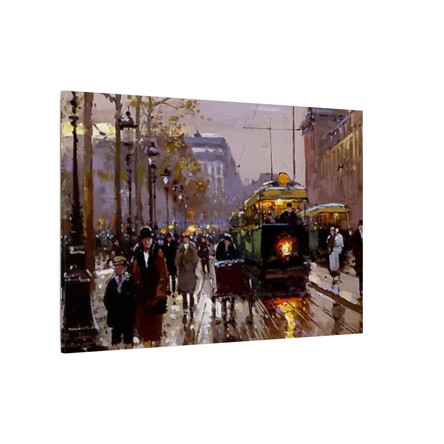 Canvas Print - Vintage Art of France Streetcar, French Artwork
