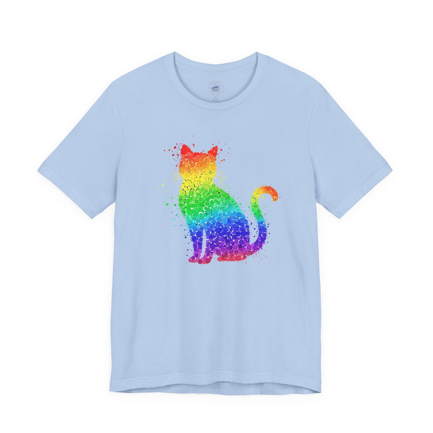 Day Dot Design, Colorful Cat Art Unisex Tee, Rainbow Cat T-Shirt, Pet Lover Gift, Cat Owner Apparel, Cute Cat Shirt, LGBT Pride Fashion