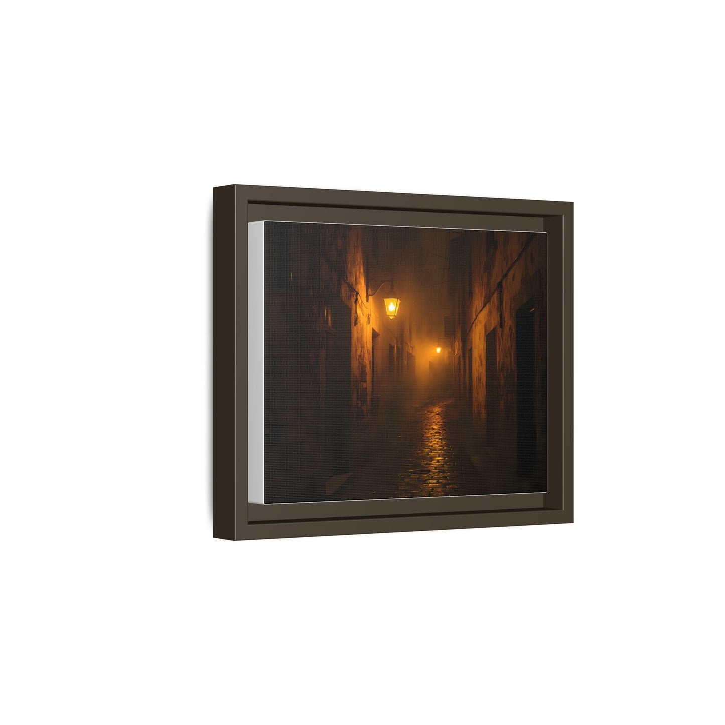 Framed Canvas Art, Foggy Street, Moody Wall Decor, Cozy Home Aesthetic, Gift for Art Lovers, Nighttime Atmosphere