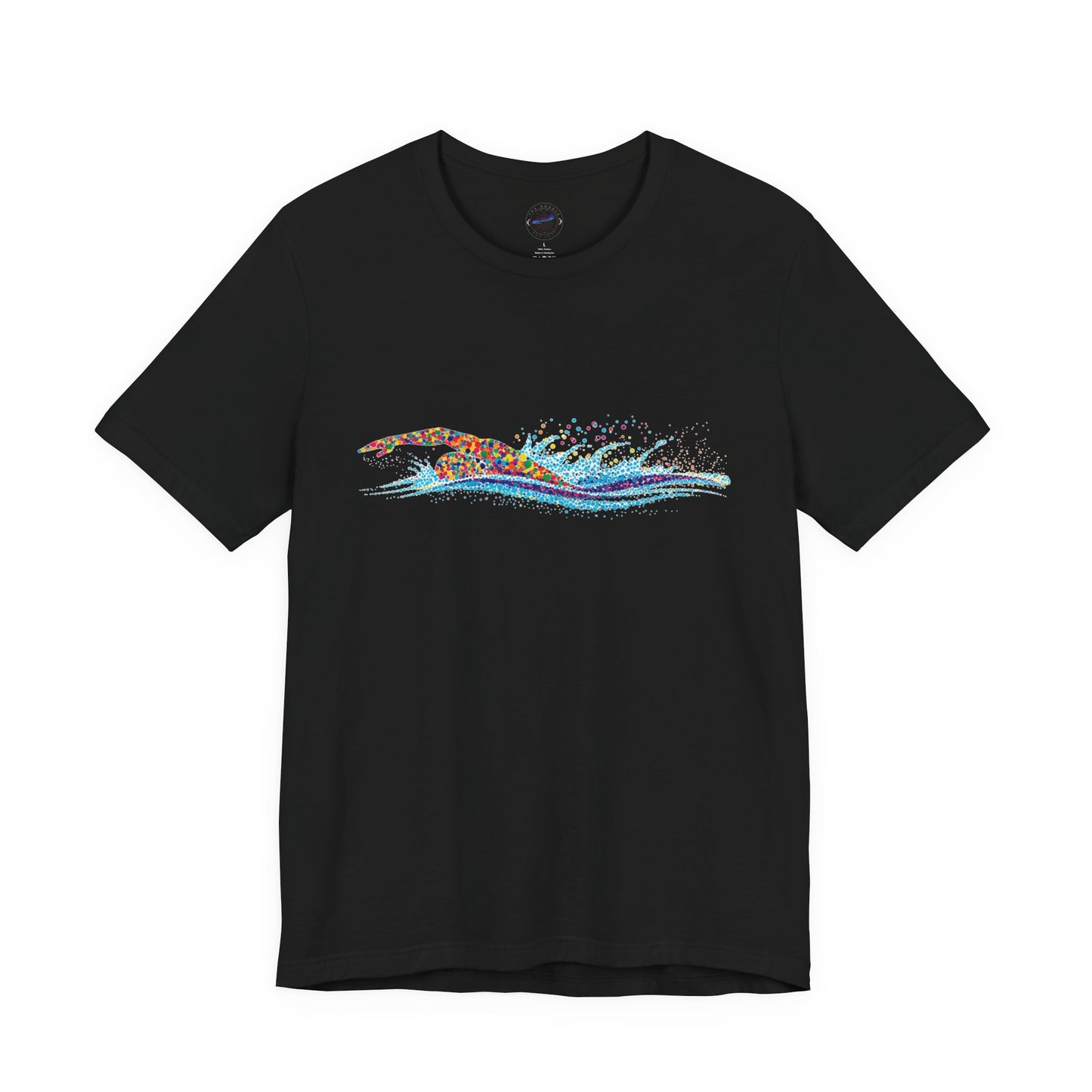 Colorful Day Dot Cool Wave Swimmer Graphic Unisex Tee, Casual Wear, Graphic T-Shirt, Beach Lover Shirt, Gift for Surfers