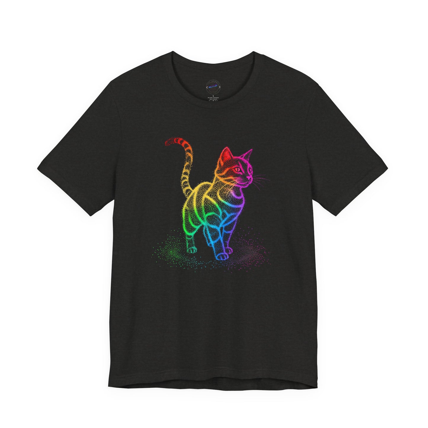 Day Dot Style, Rainbow Cat Unisex Jersey Tee, Colorful Cat Shirt, Gift for Cat Lovers, Cute Pet Apparel, Cat-Themed Fashion, Animal Lover Tee