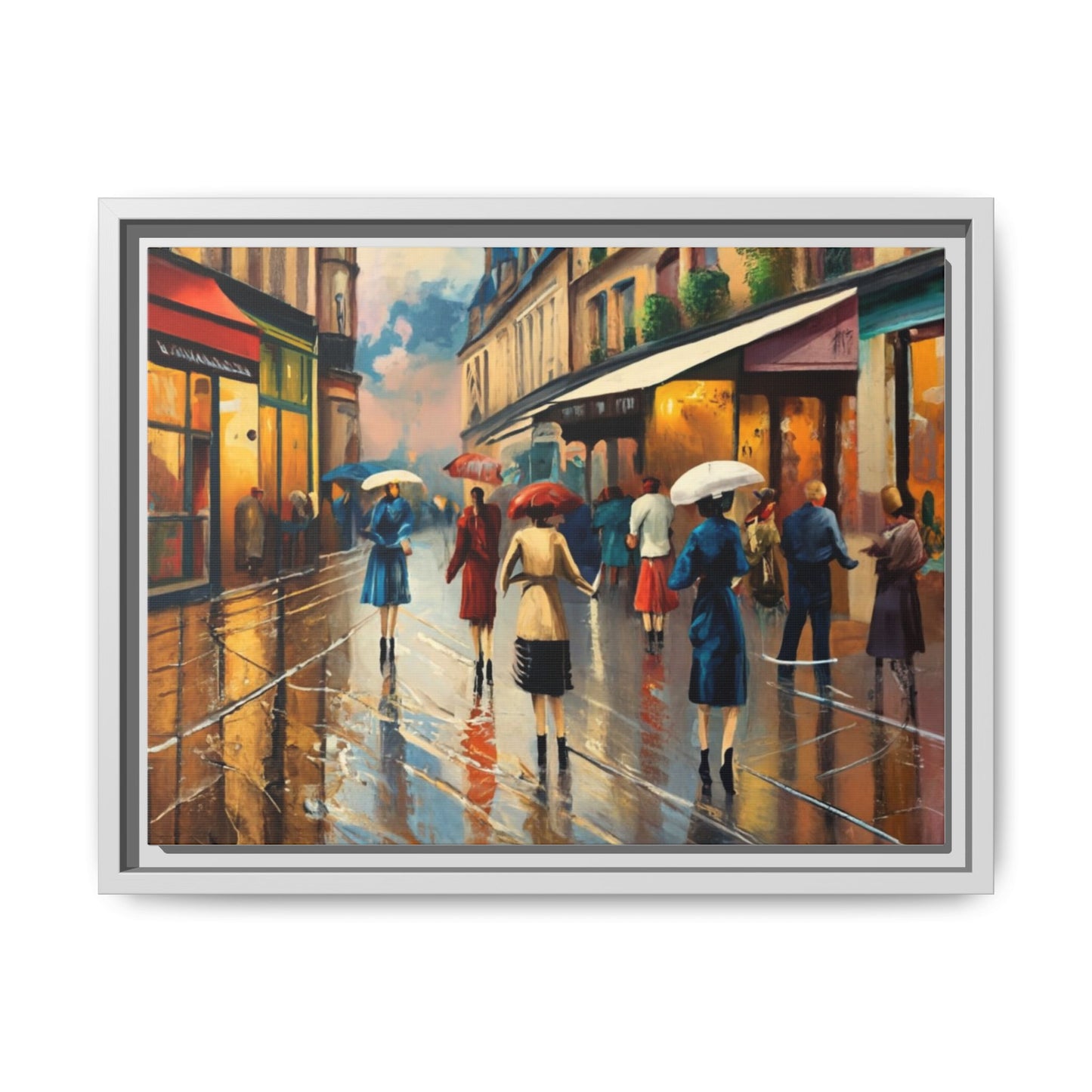Framed Canvas-Cityscape French Ladies Shopping
