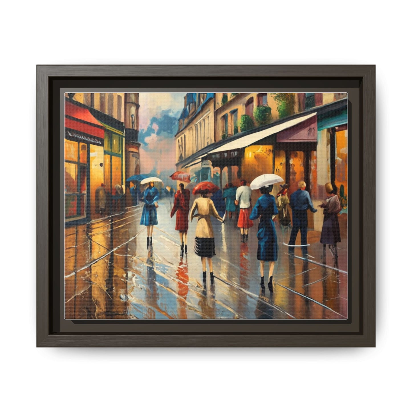 Framed Canvas-Cityscape French Ladies Shopping