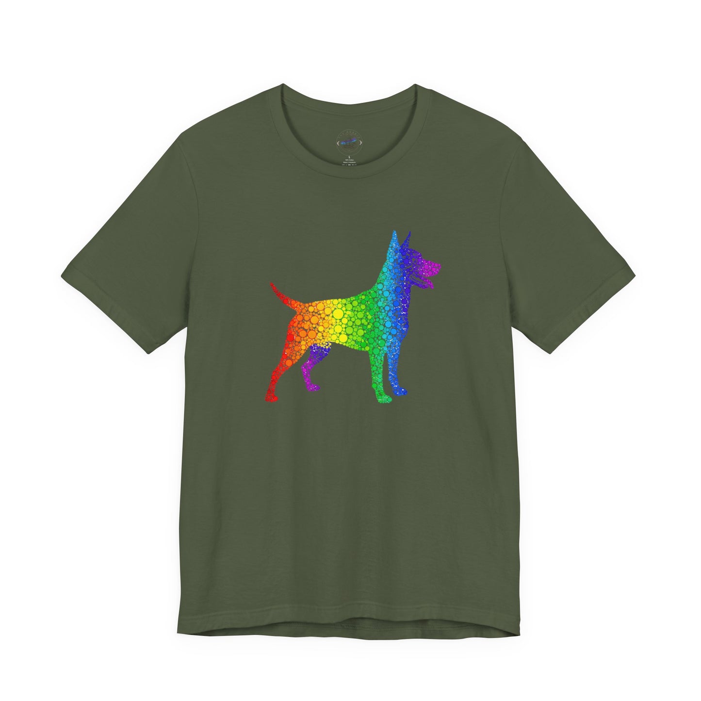 Day Dot Style, Rainbow Dog Graphic Tee, Pride Shirt, Unisex Short Sleeve, Pet Lovers Gift, Casual Wear, Dog Mom Apparel, LGBTQ+ T-Shirt