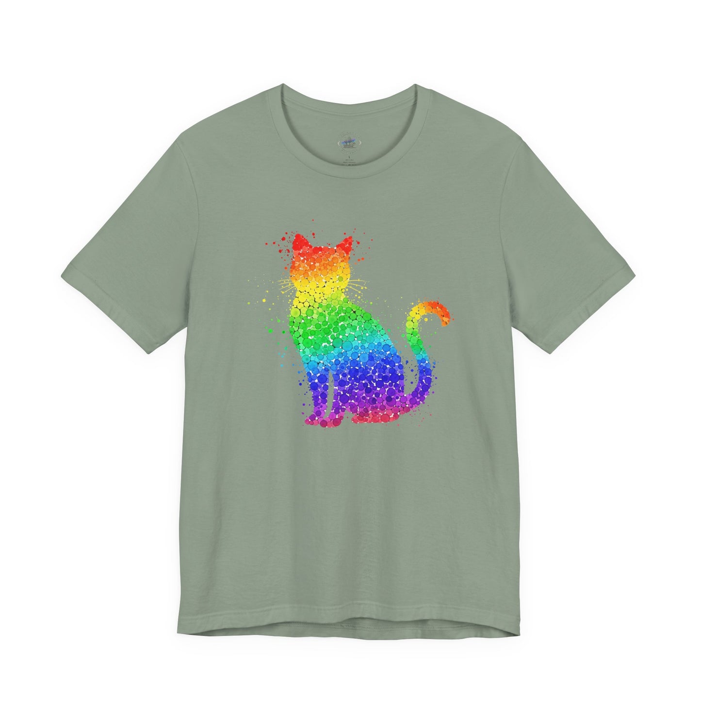 Day Dot Design, Colorful Cat Art Unisex Tee, Rainbow Cat T-Shirt, Pet Lover Gift, Cat Owner Apparel, Cute Cat Shirt, LGBT Pride Fashion