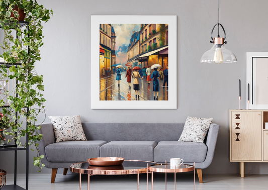 Framed Canvas-Cityscape French Ladies Shopping