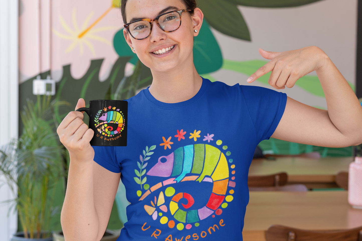 Custom Colorful Chameleon T-shirt
