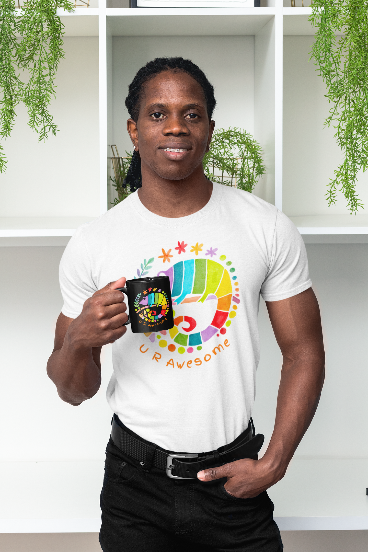 Custom Colorful Chameleon T-shirt