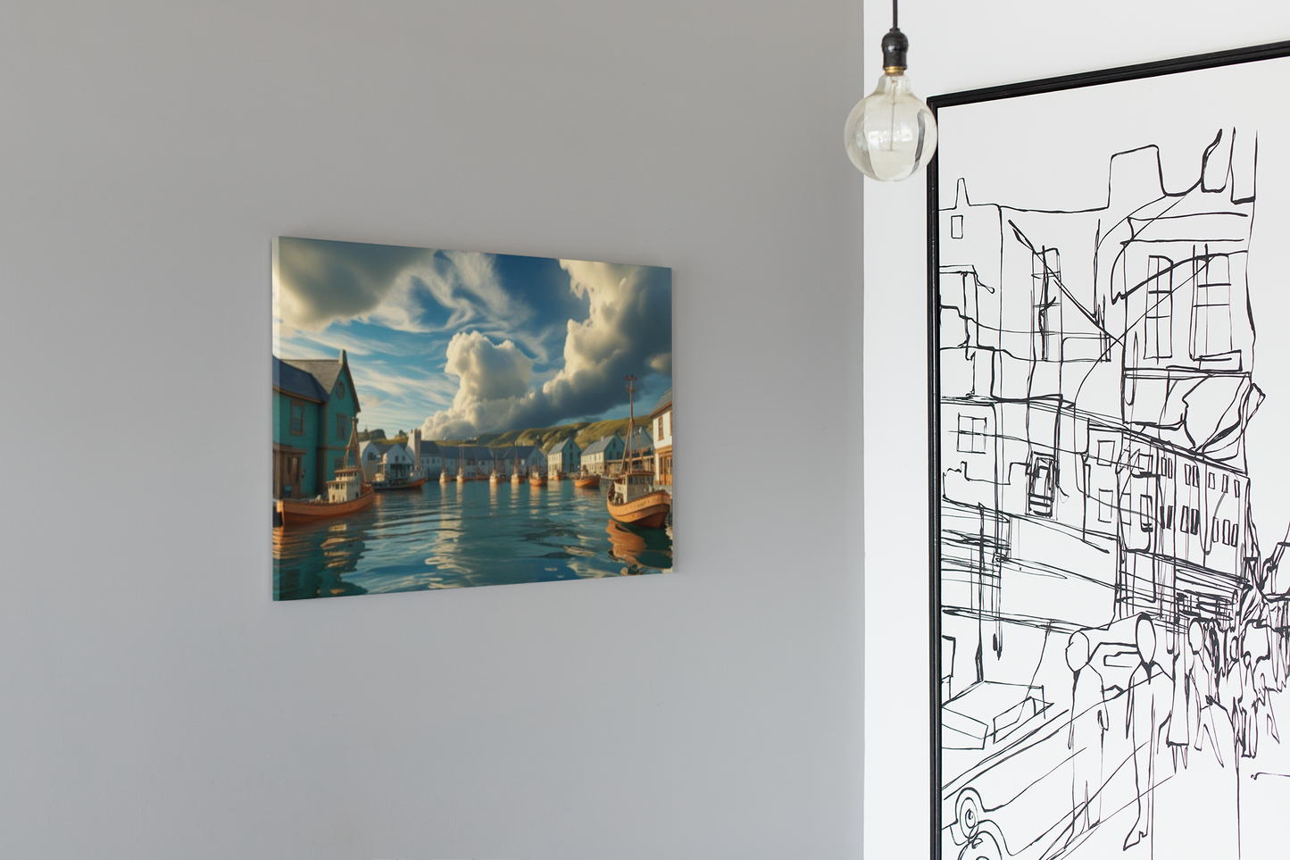 Stretched Canvas Art Print, Serene Coastal Landscape, Nautical Home Decor, Ocean Vibes, Wall Art for Beach Lovers