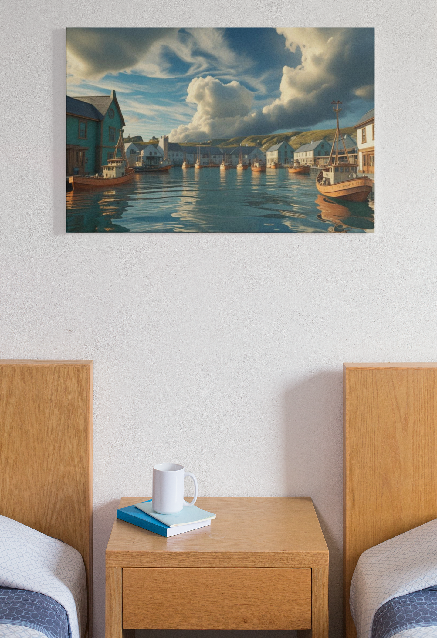 Stretched Canvas Art Print, Serene Coastal Landscape, Nautical Home Decor, Ocean Vibes, Wall Art for Beach Lovers