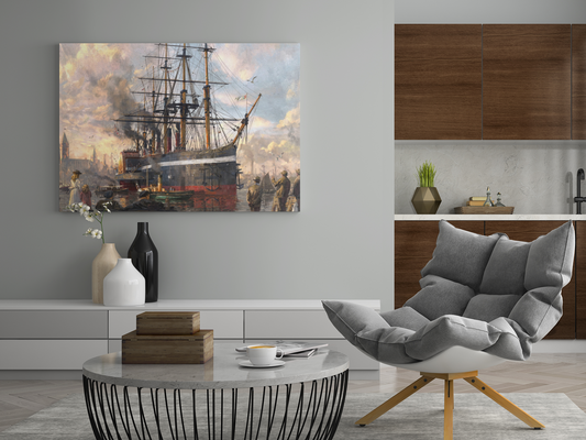 Nautical Canvas Art Print, Vintage Steamer Ship Painting, Home Decor, Coastal Wall Art, Maritime Gifts, Nautical Themed Art