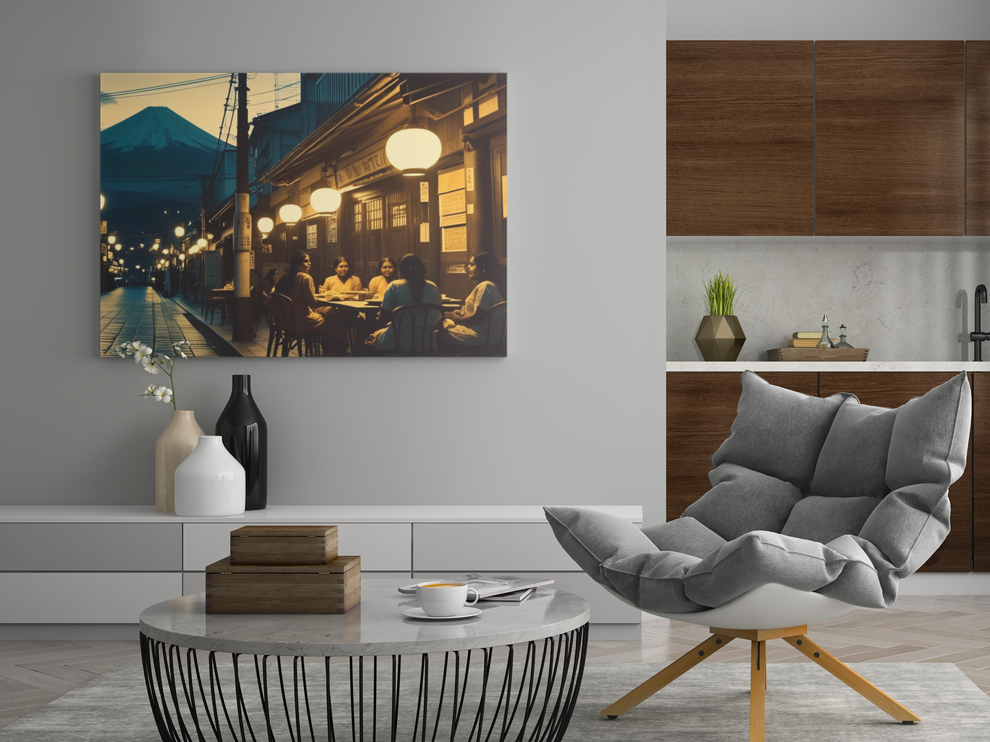 Canvas Print - Mount Fugi Japanese Street Night Scene Wall Decor
