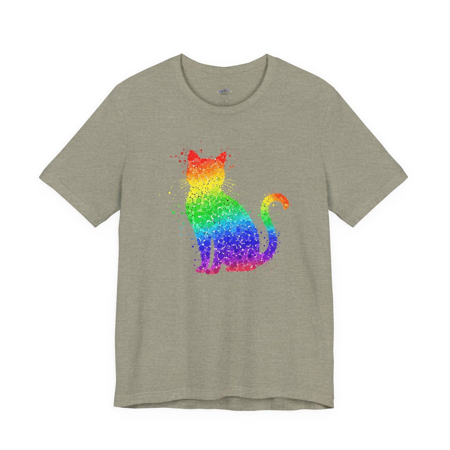 Day Dot Design, Colorful Cat Art Unisex Tee, Rainbow Cat T-Shirt, Pet Lover Gift, Cat Owner Apparel, Cute Cat Shirt, LGBT Pride Fashion