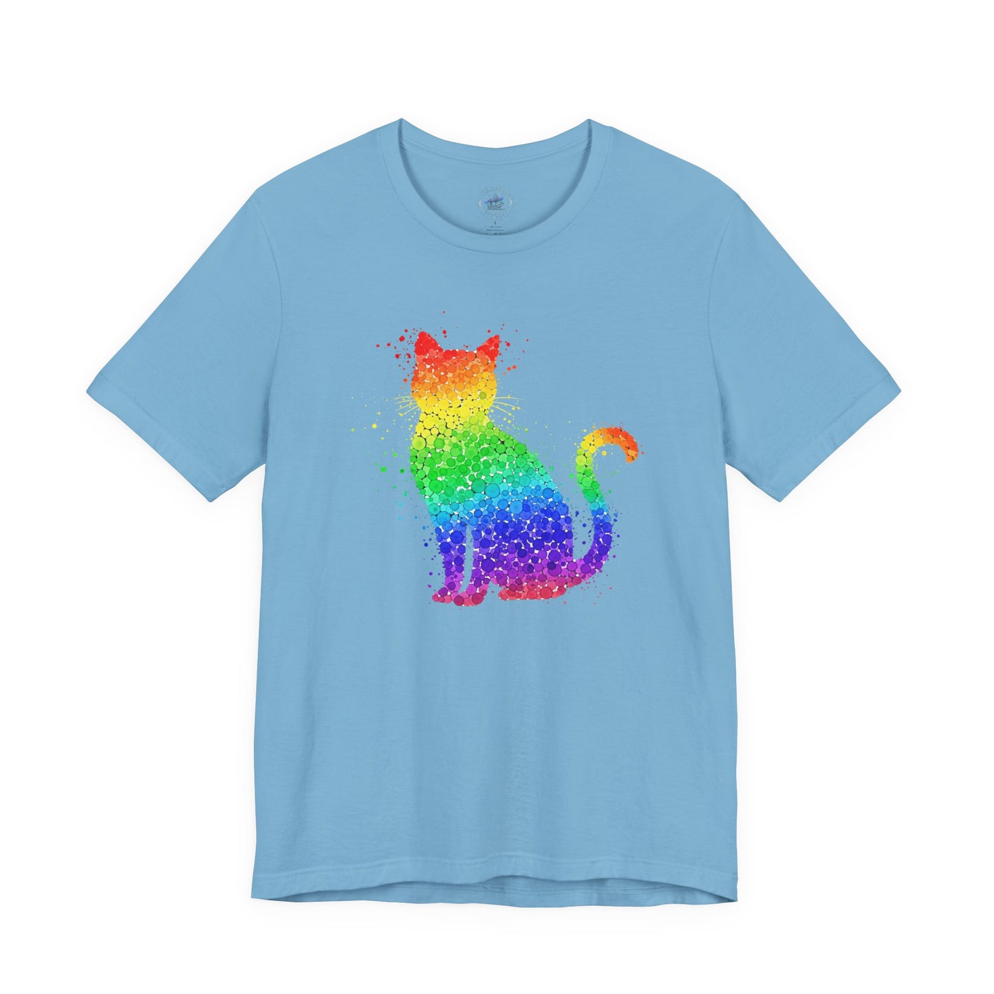 Day Dot Design, Colorful Cat Art Unisex Tee, Rainbow Cat T-Shirt, Pet Lover Gift, Cat Owner Apparel, Cute Cat Shirt, LGBT Pride Fashion